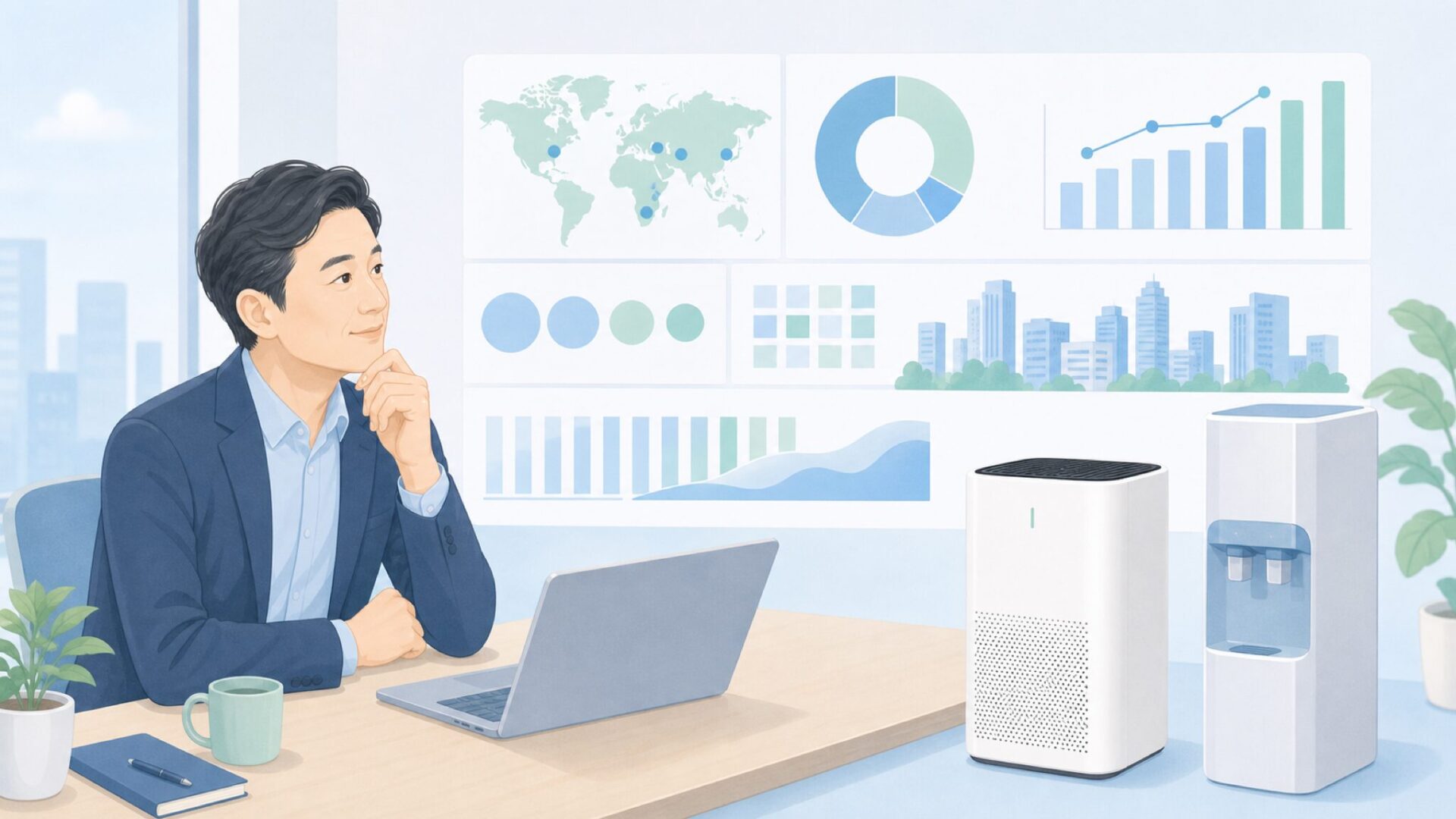 Cowayの企業規模を確認する人のイラスト