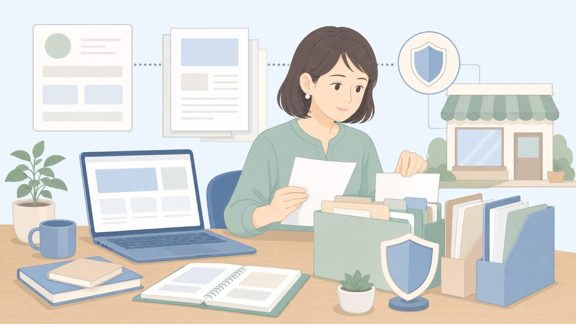 会社情報を整理して信頼性を確認するイラスト