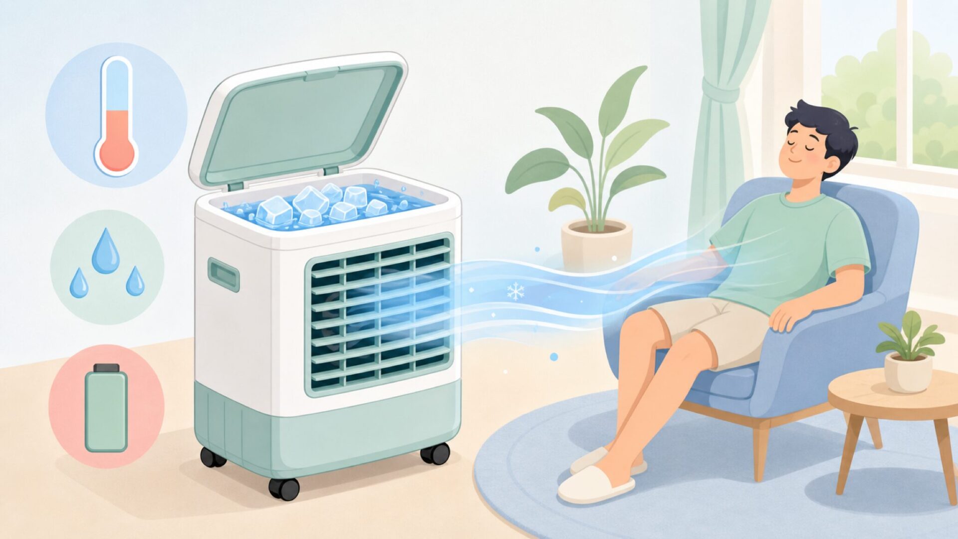 氷と水で冷風を送る仕組み