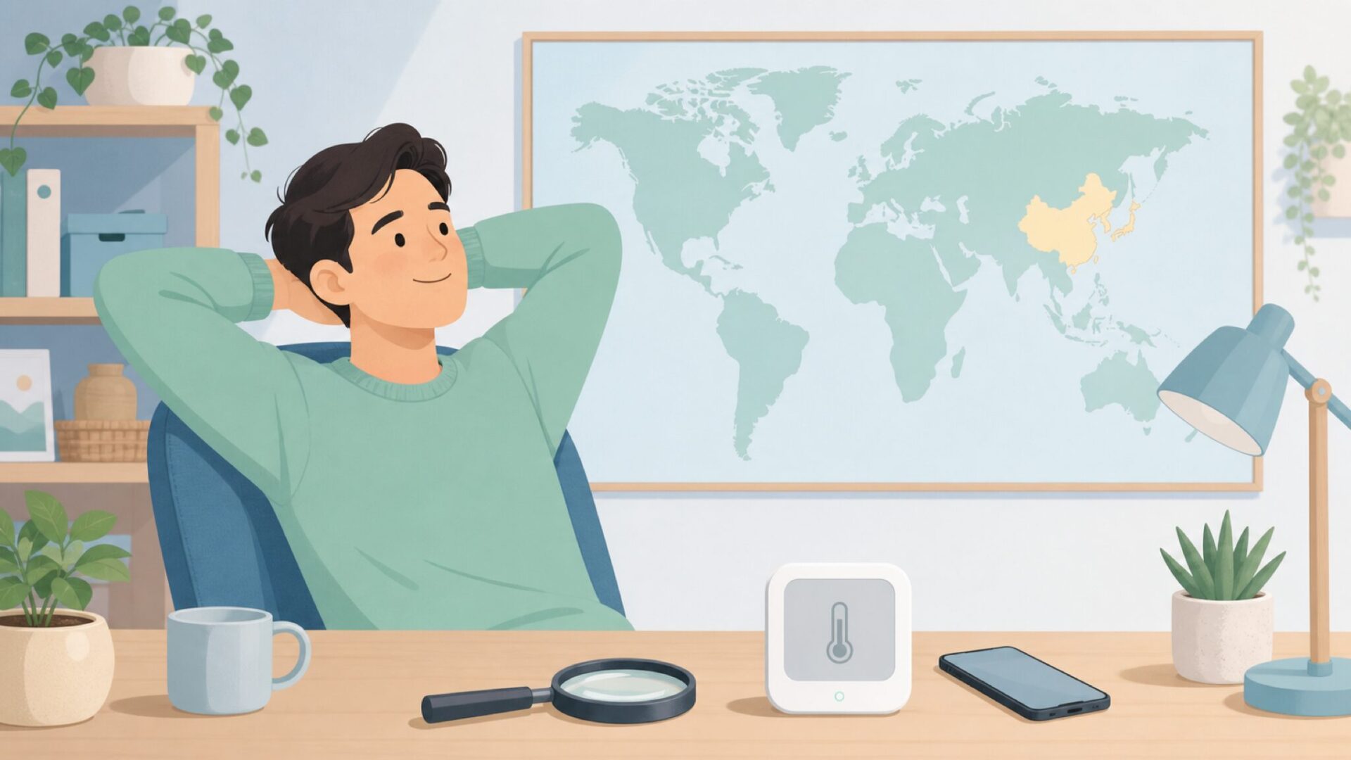 ブランドの国を調べて安心する人のイラスト