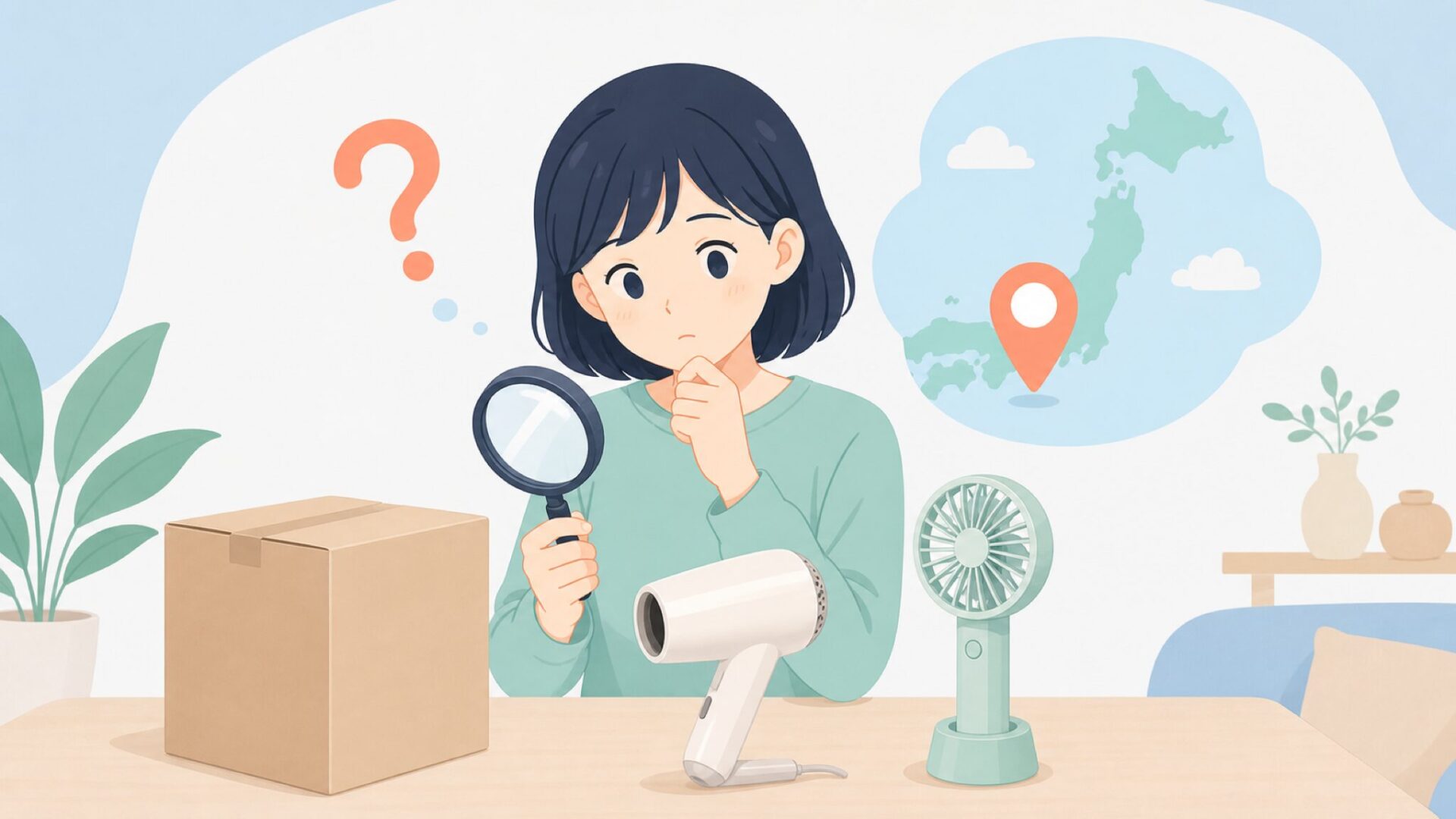 ブランドの国籍を調べる購入者のイラスト