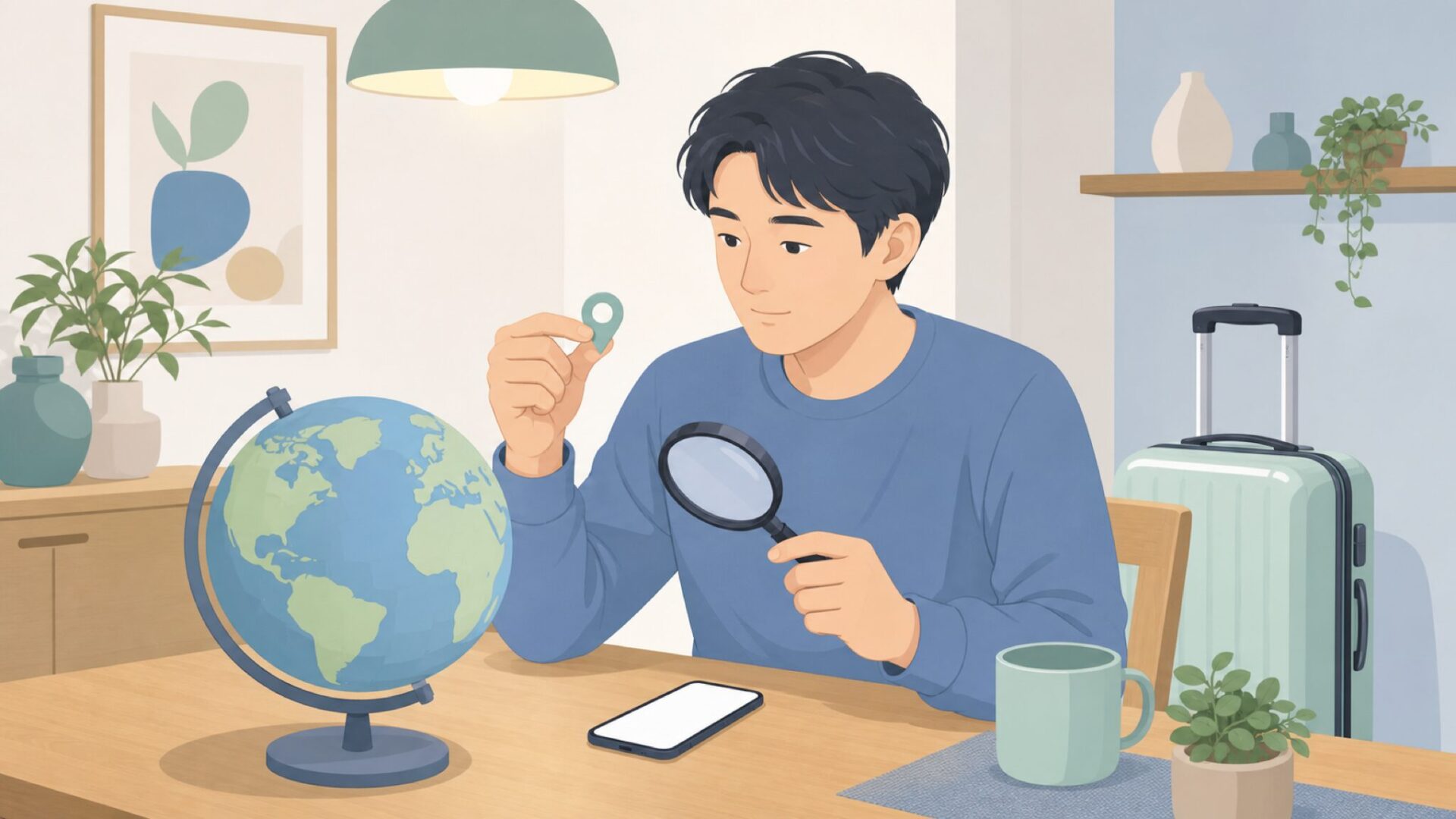 ブランドの国を確認する旅行前の人