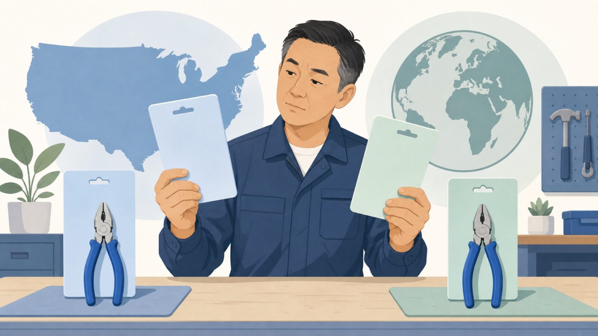 ブランド国と製造国の違いを比べるイラスト