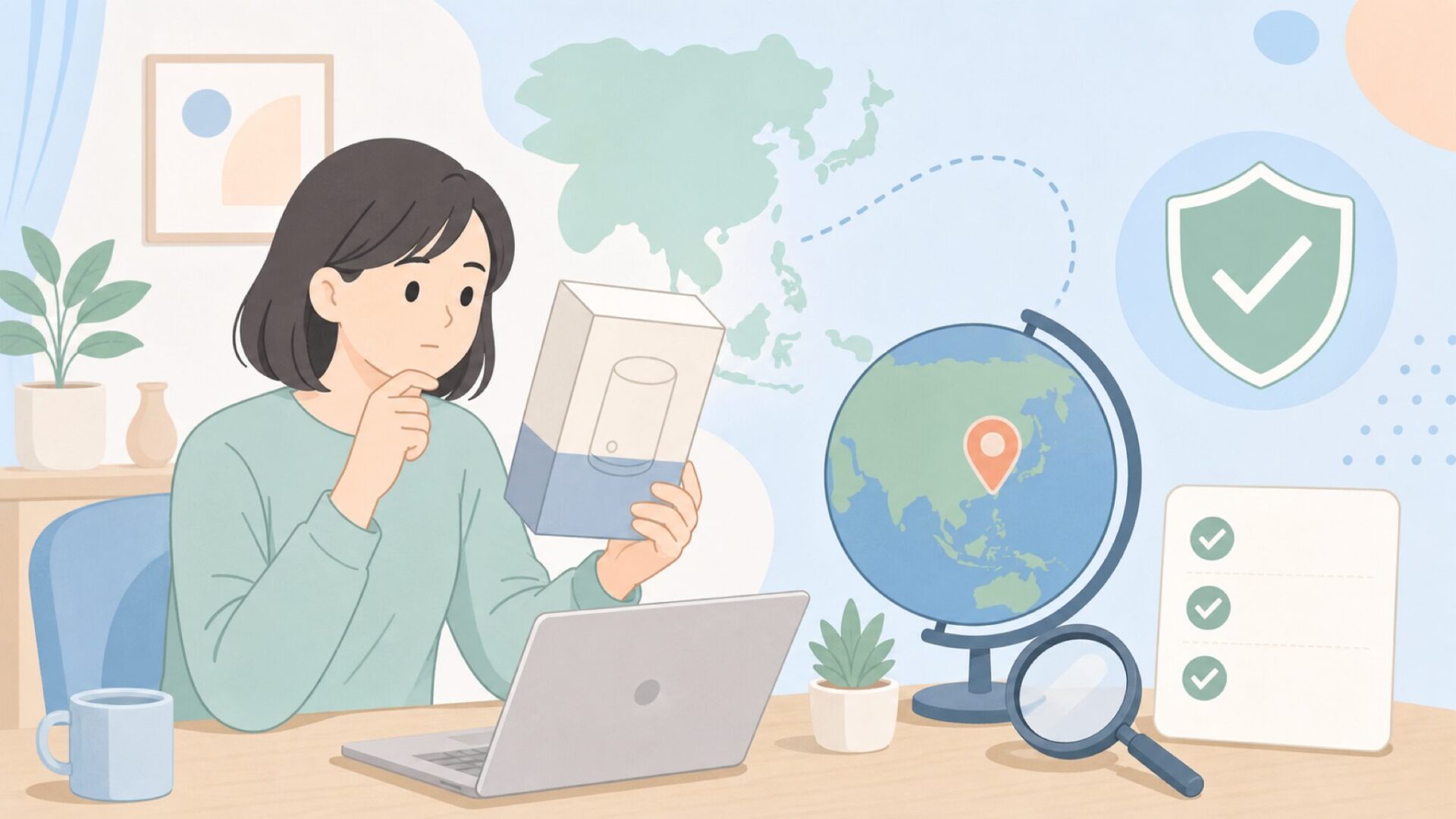 ブランドの国を確認する購入者のイラスト