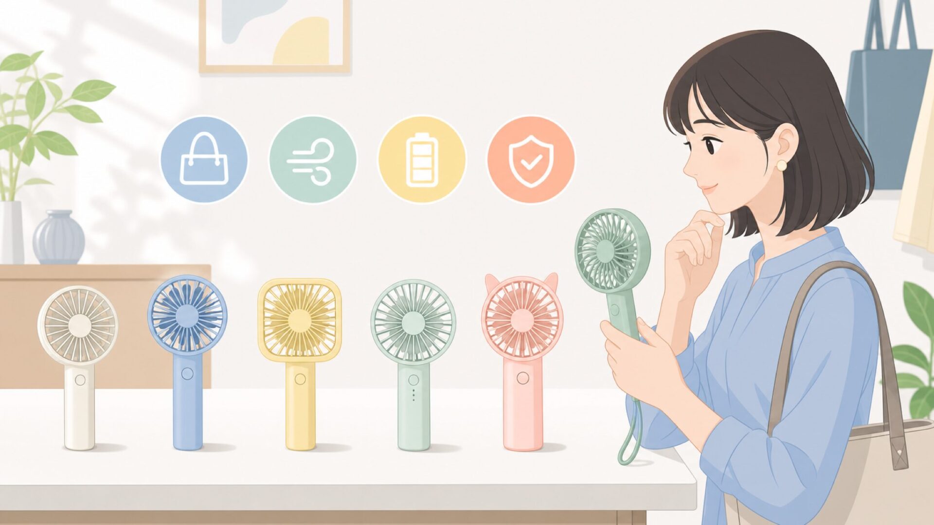 複数のハンディファンを比較するイラスト