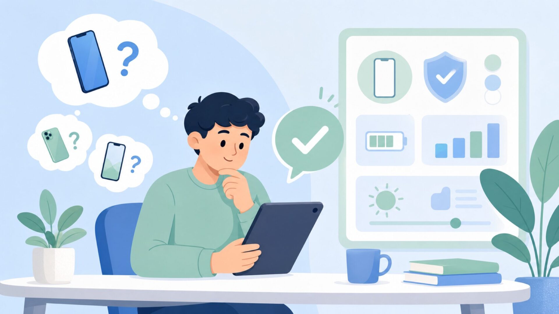 質問と回答の吹き出しが飛び交うFAQシーンのイラスト