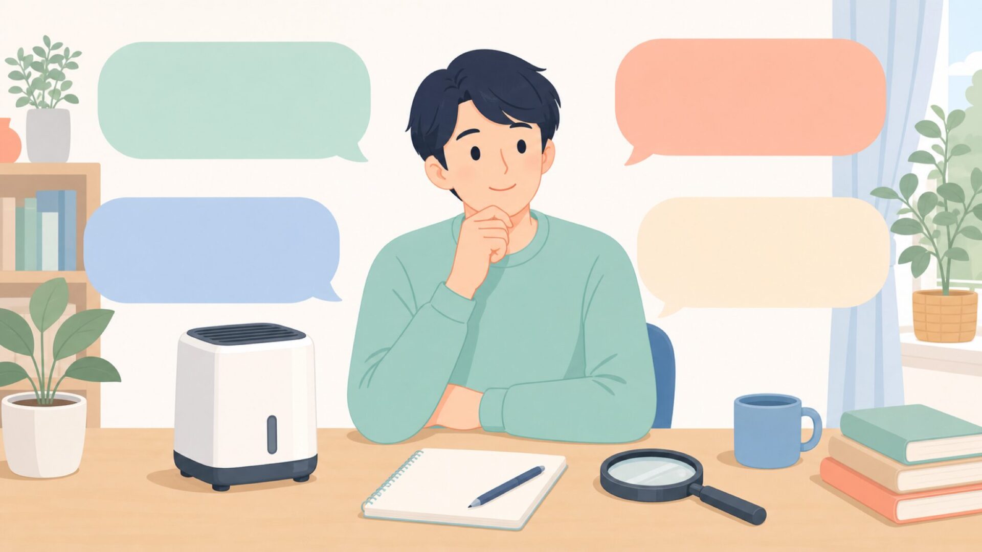疑問を整理して答えを確認するイラスト
