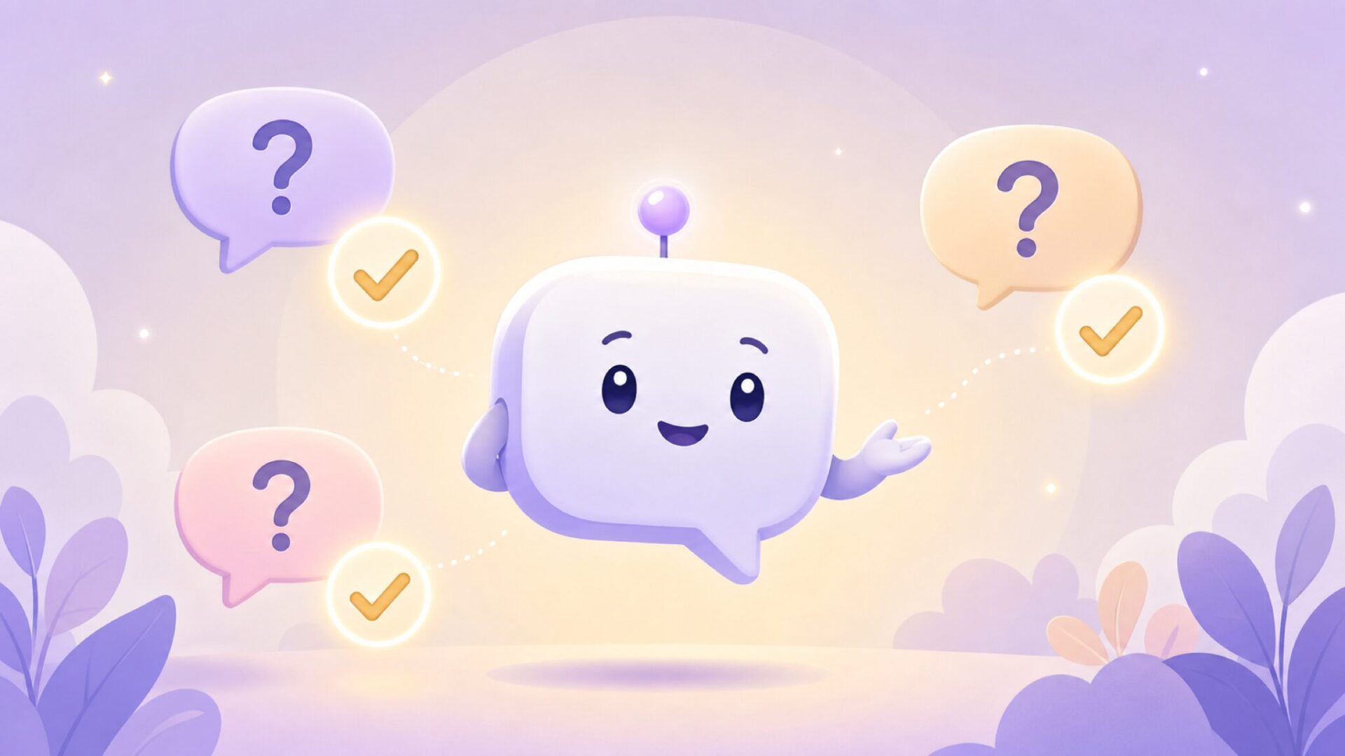 疑問に答えるAIキャラクターのイラスト