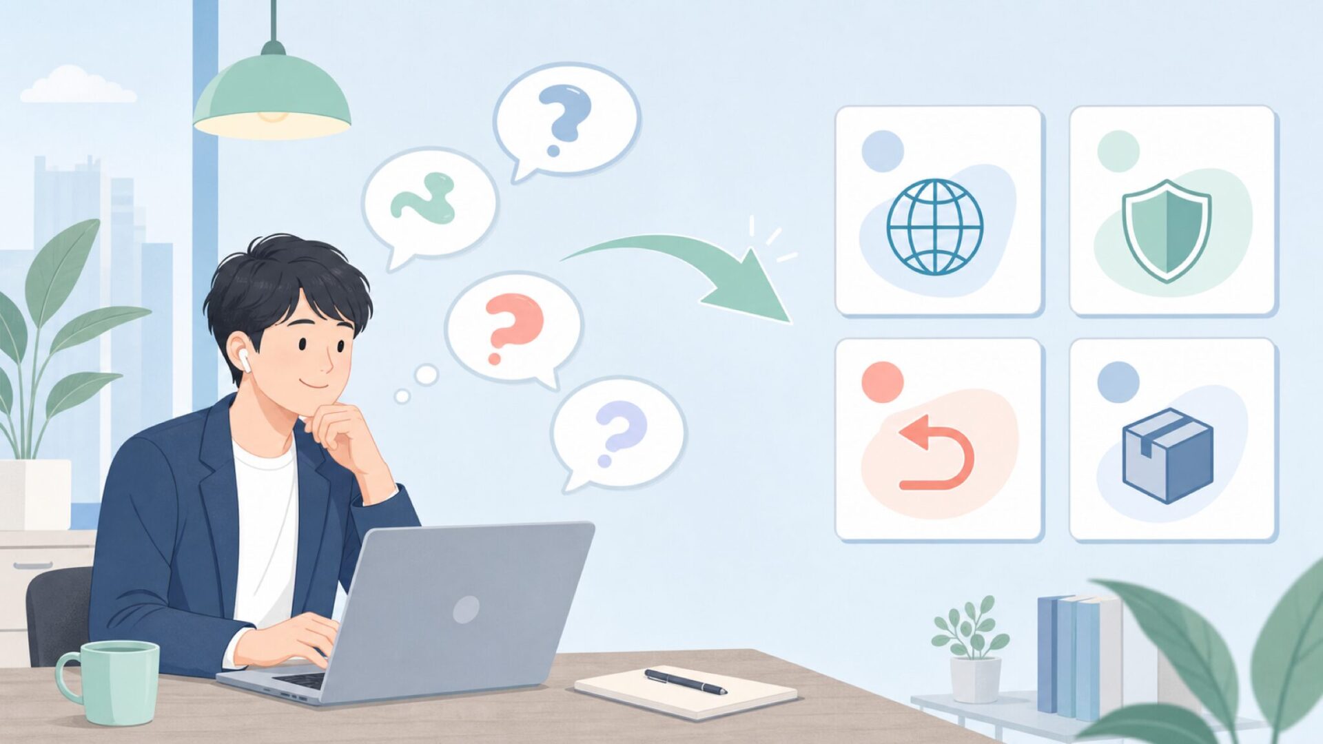 疑問を整理して安心する人物のイラスト