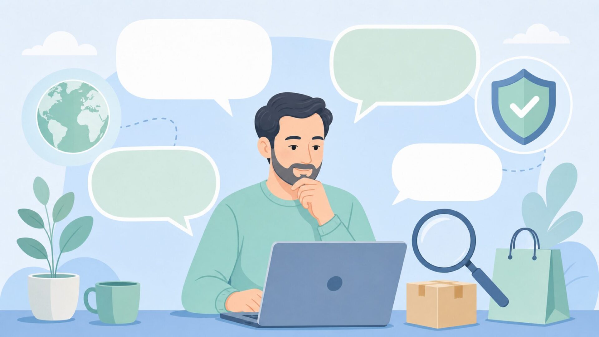 ブランドへの疑問を確認する人のイラスト