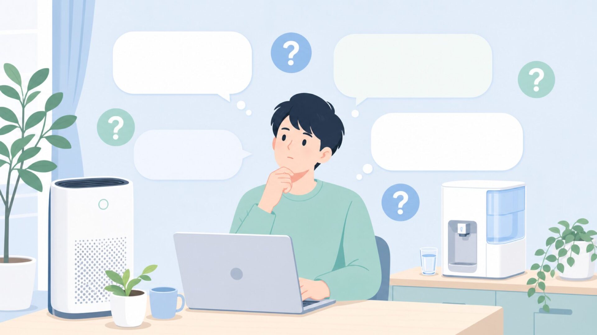 Cowayの疑問を調べる人と吹き出し