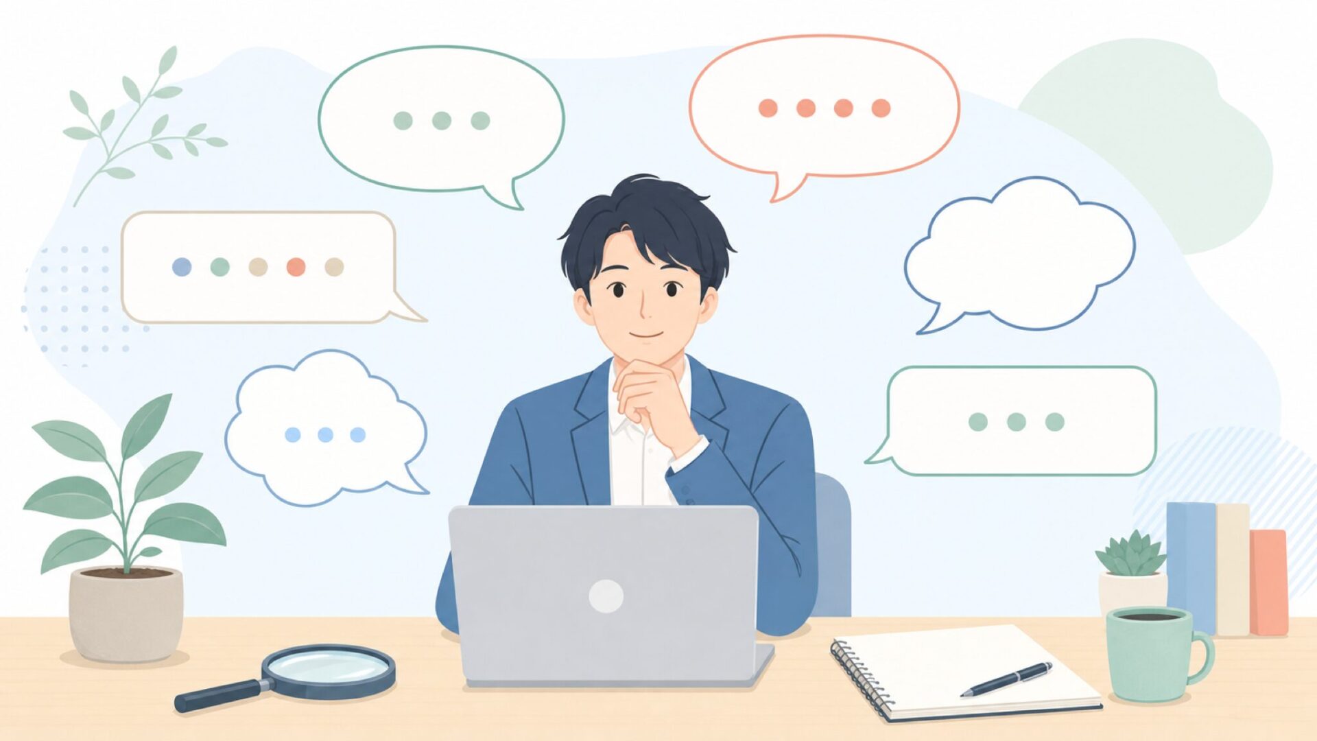 よくある質問を確認する人物のイラスト