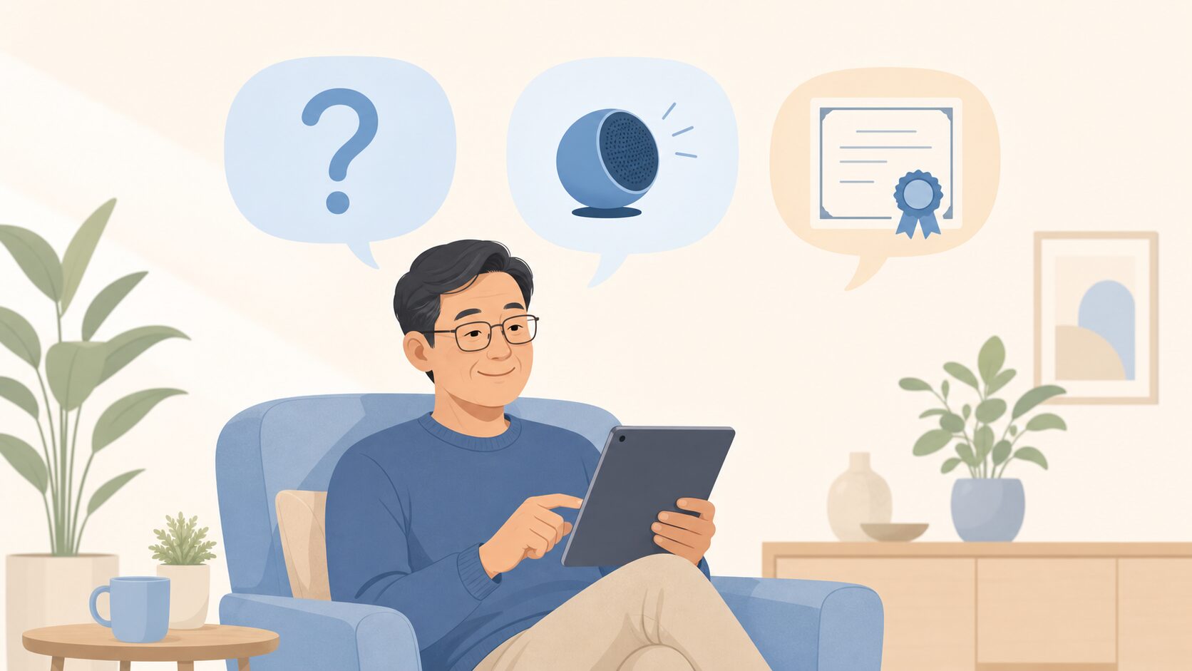 FAQの吹き出しと読者を象徴するイラスト