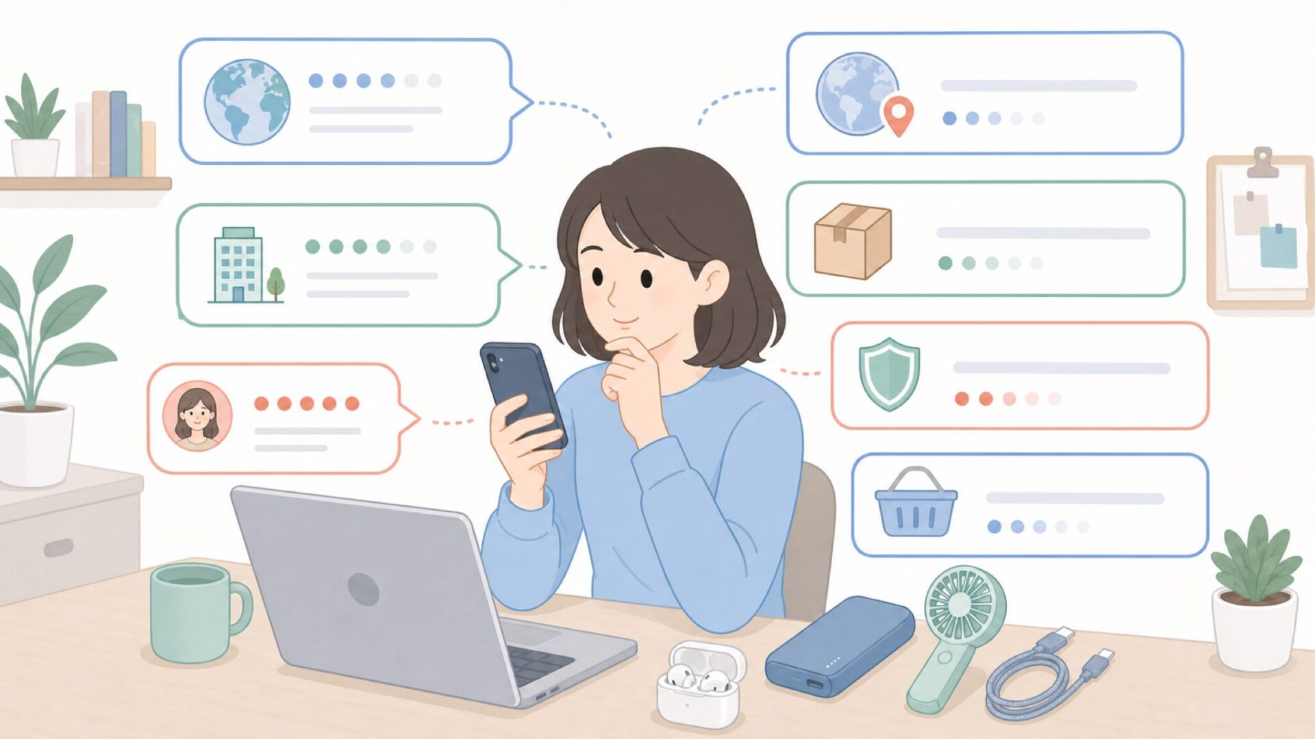 ブランドに関する疑問を整理するFAQのイラスト