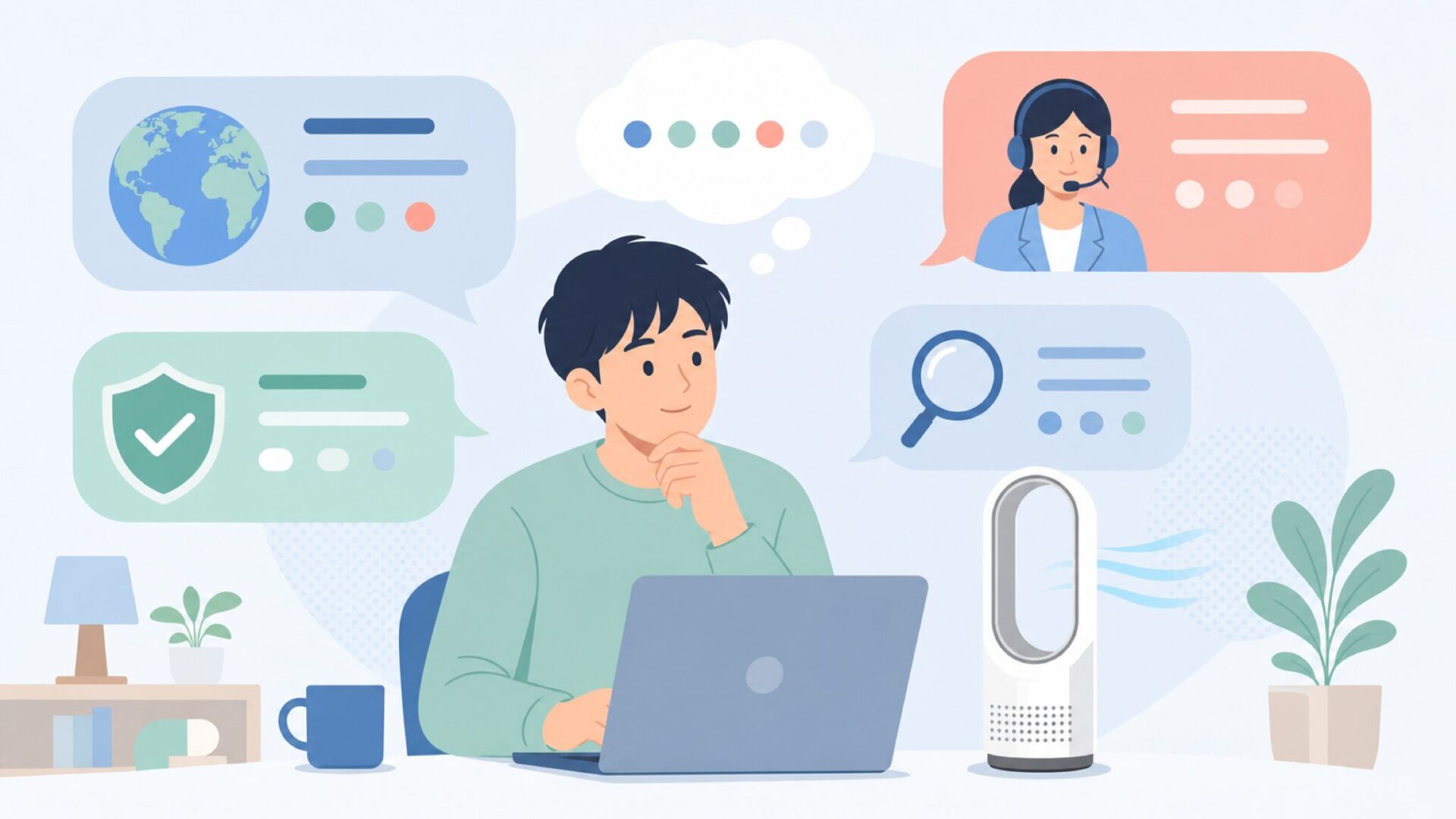 購入前の疑問を整理する人物