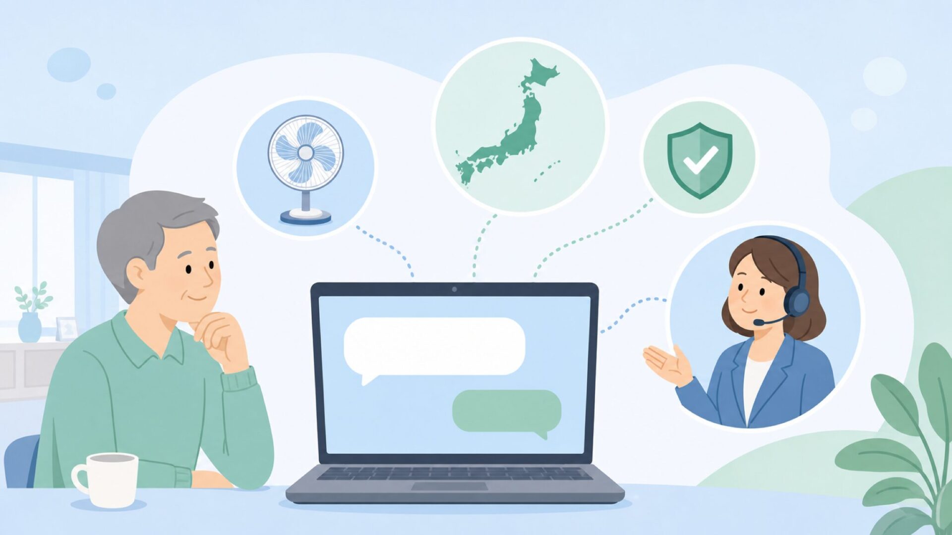 FAQで疑問を解消するサポートのイラスト