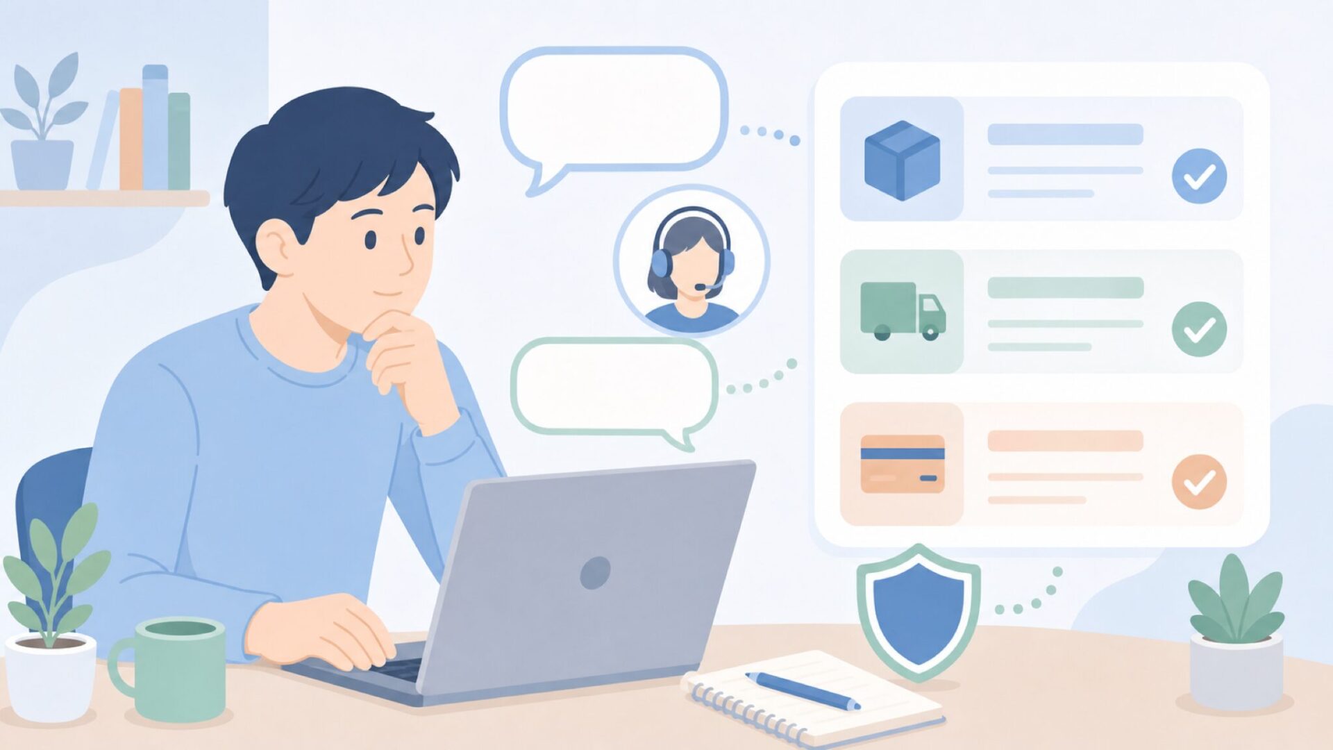 よくある疑問を整理して確認する人物