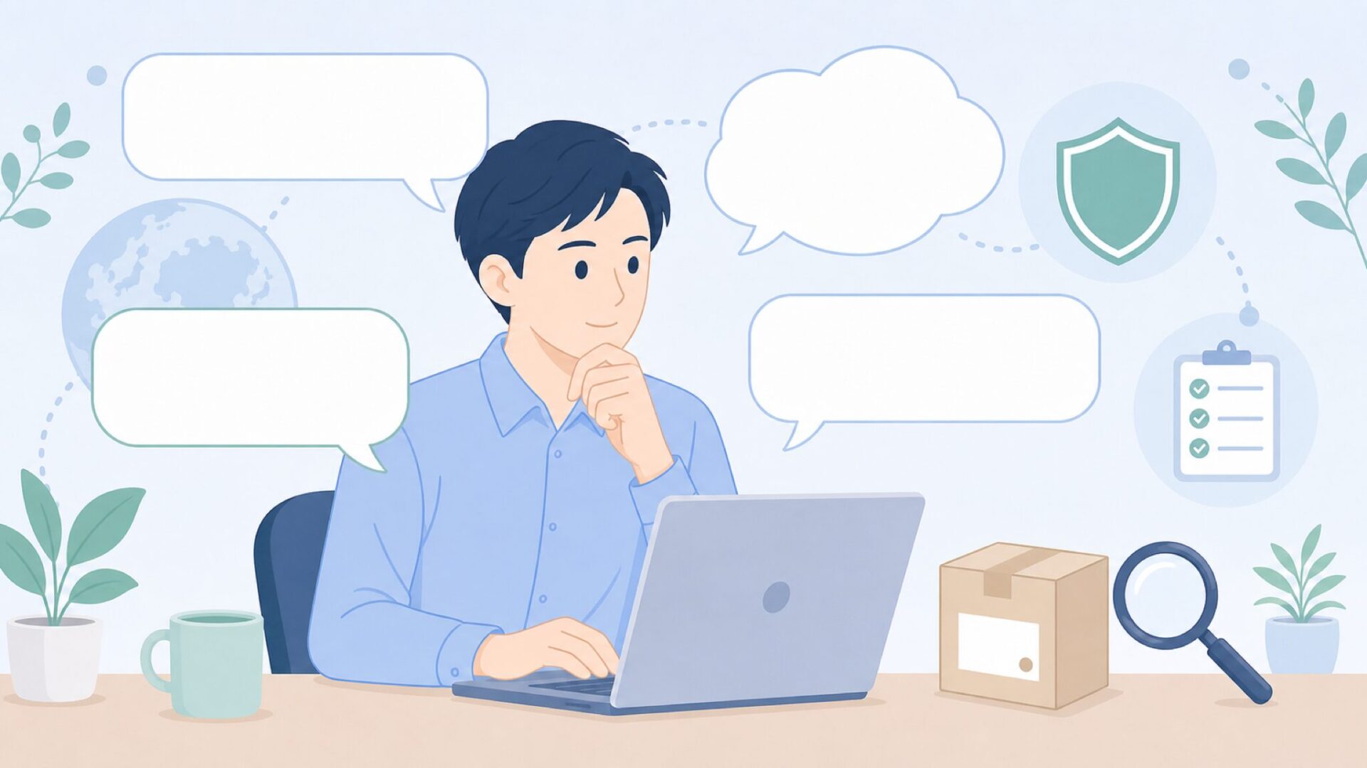 質問に答えるサポート風のイラスト