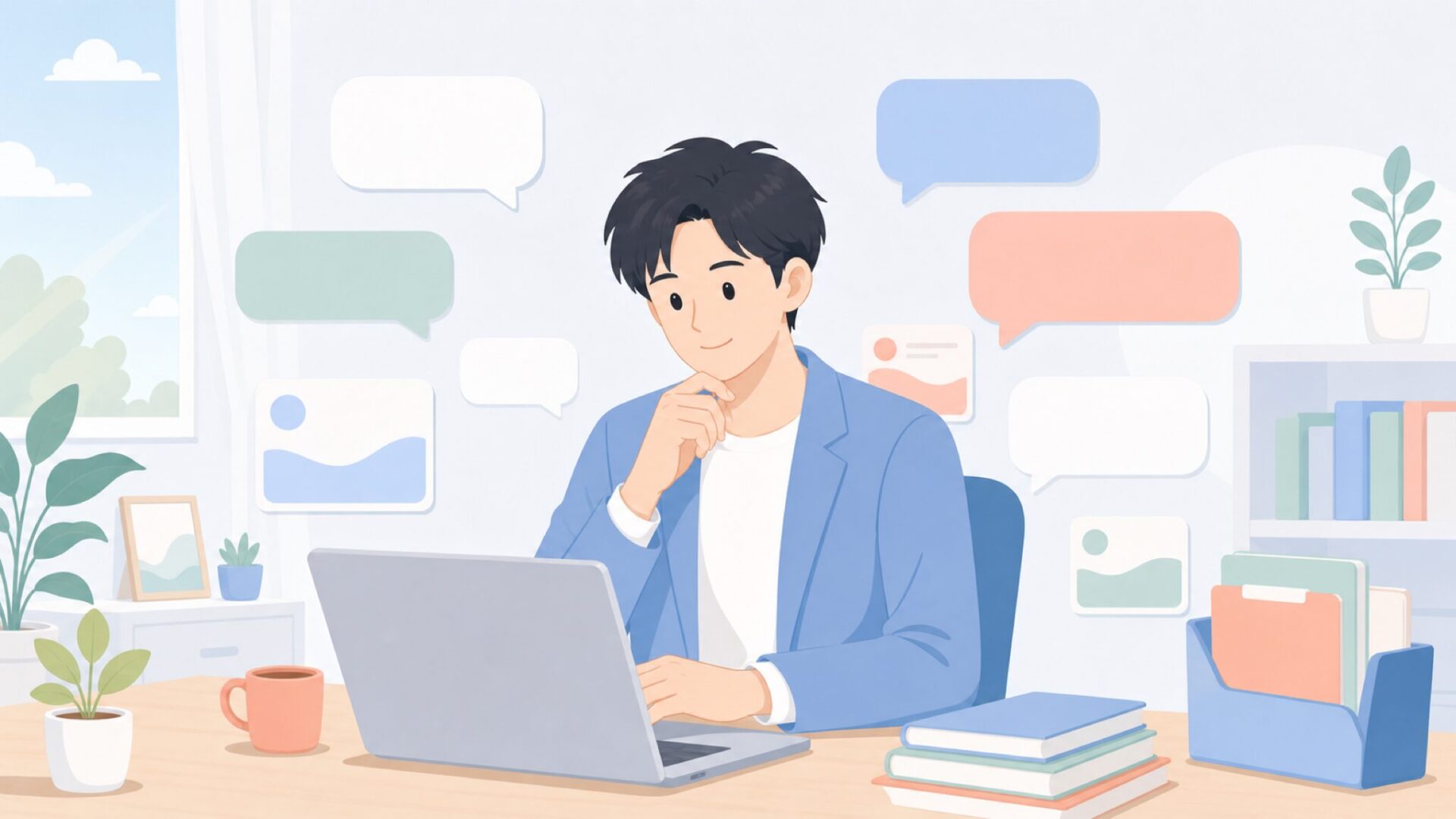 よくある疑問を整理して安心する人物のイラスト