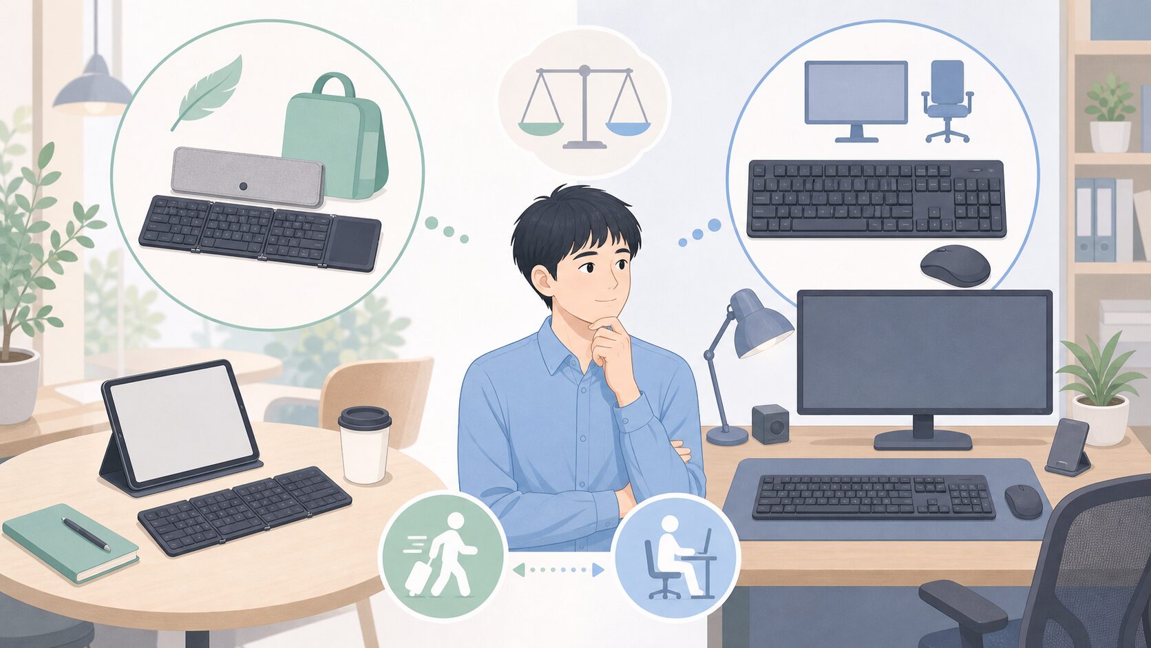 用途に合うか判断する人のイラスト