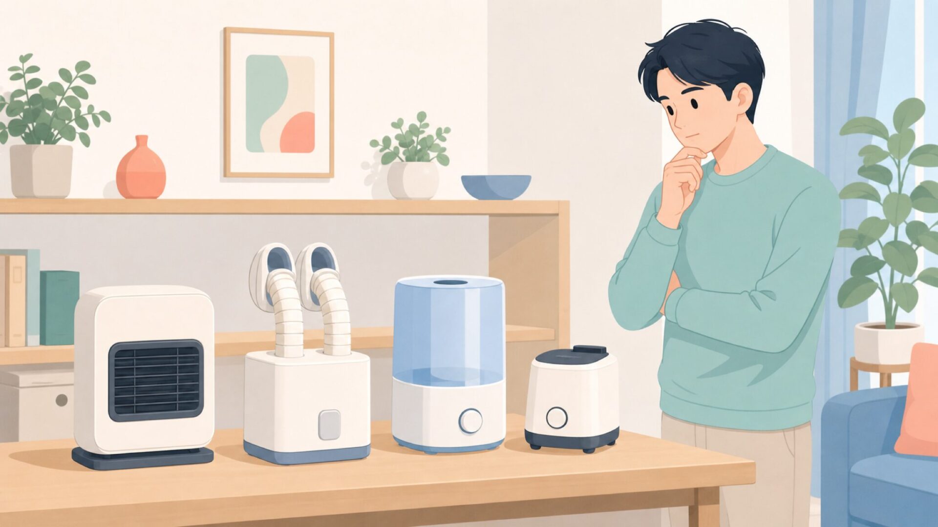 小型家電のラインナップを比べるイラスト