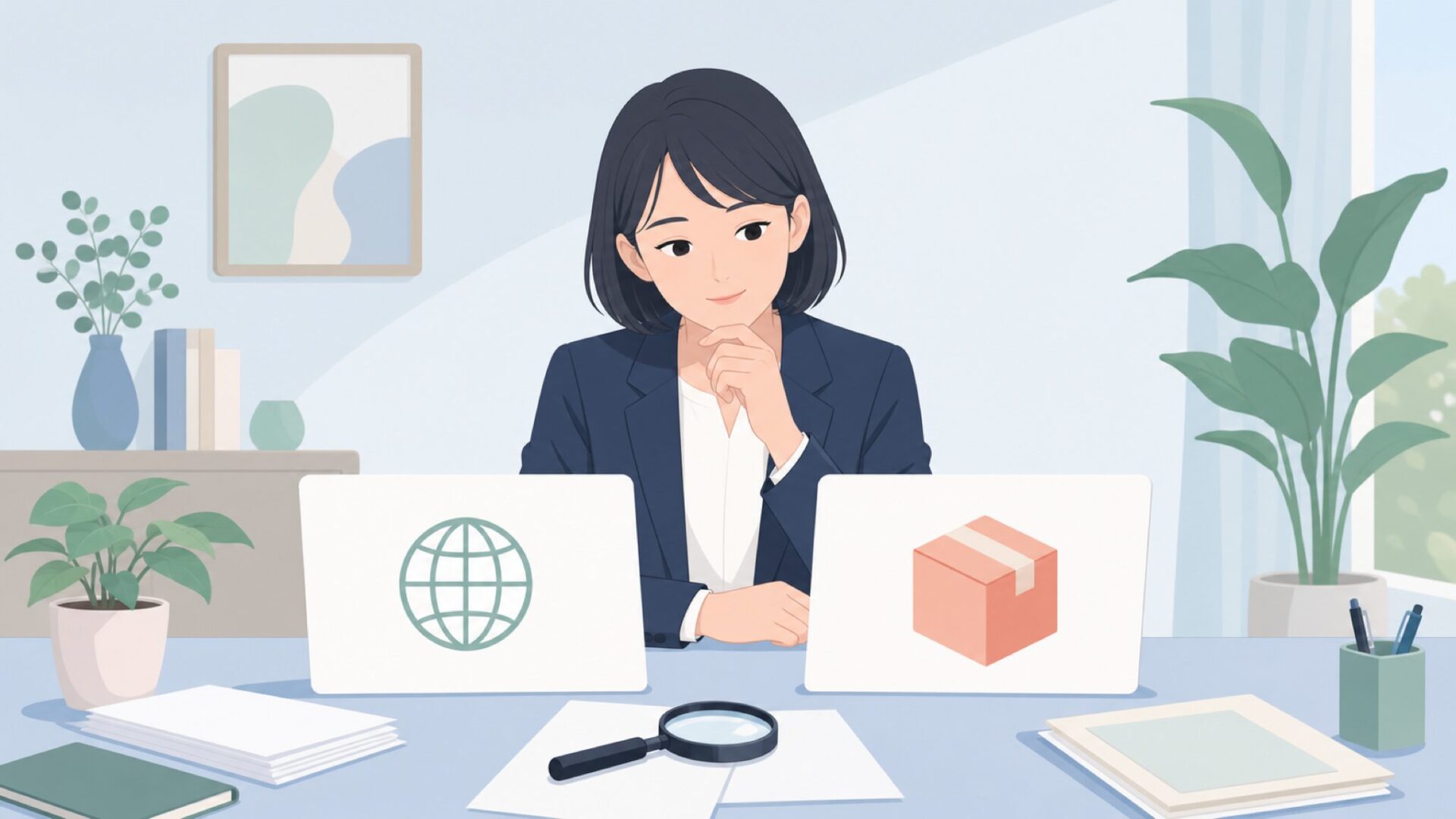 言葉とブランドを比較する人物のイラスト