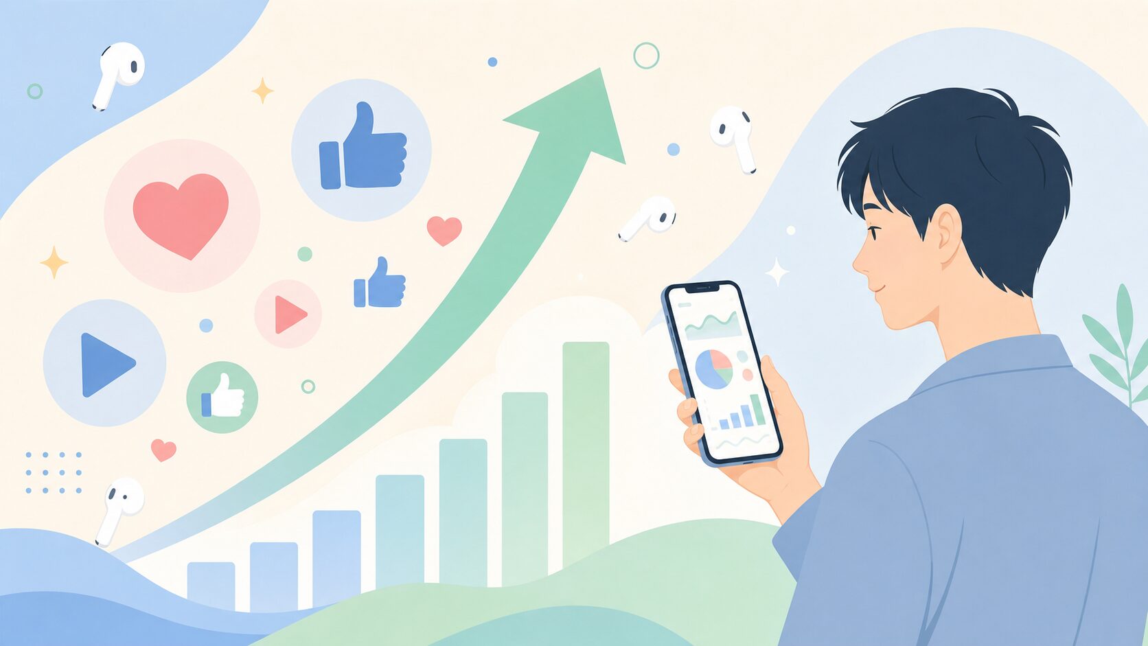 SNSとレビューでEdifier Neoの人気が高まる様子のイラスト
