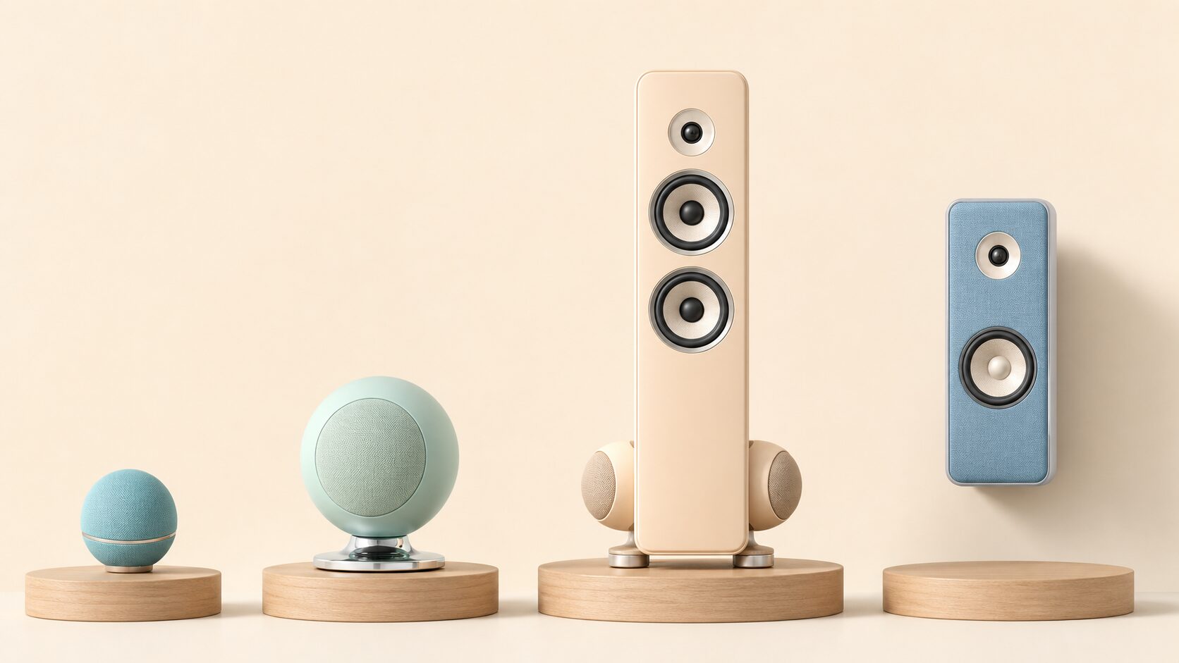 Gallo Acousticsの代表4モデルが並ぶラインナップイラスト