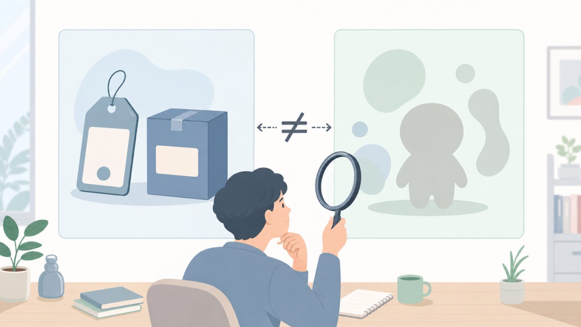 似た名前の違いを比較する人のイラスト