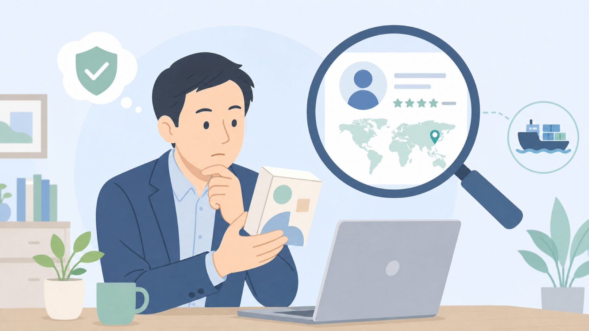 販売元を調べて購入前に確認する人物