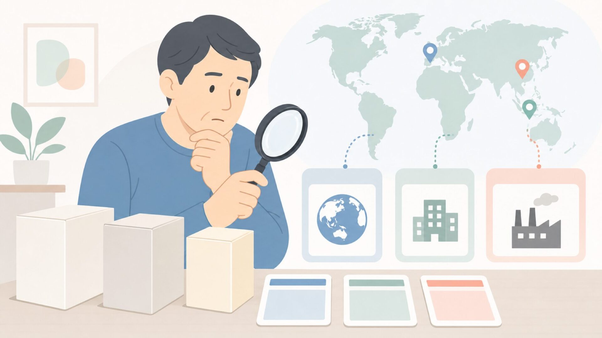 PureMateの国や会社を確認する場面