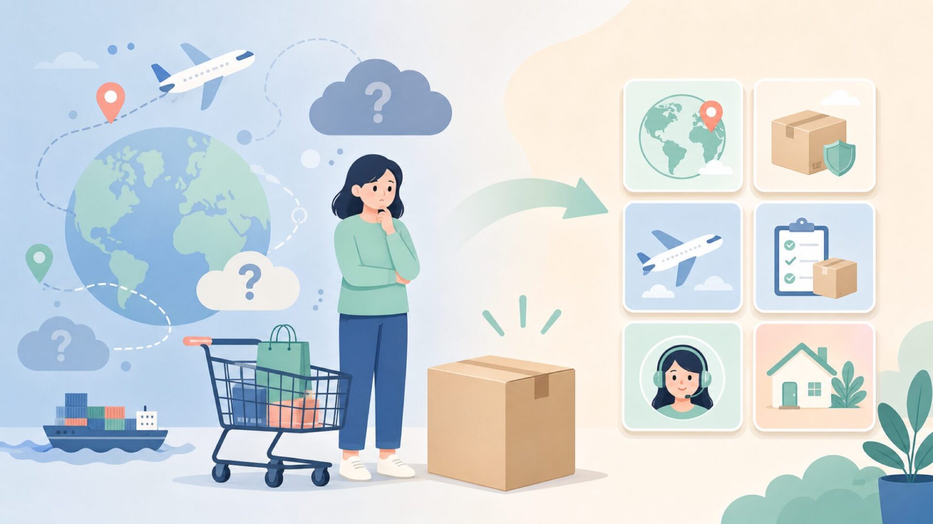 海外ブランドへの不安を整理するイラスト