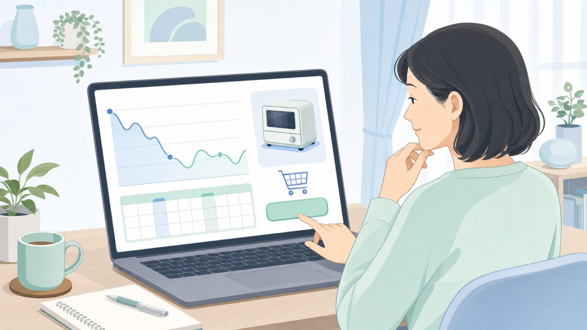 価格推移を見ながら買い時を考える場面
