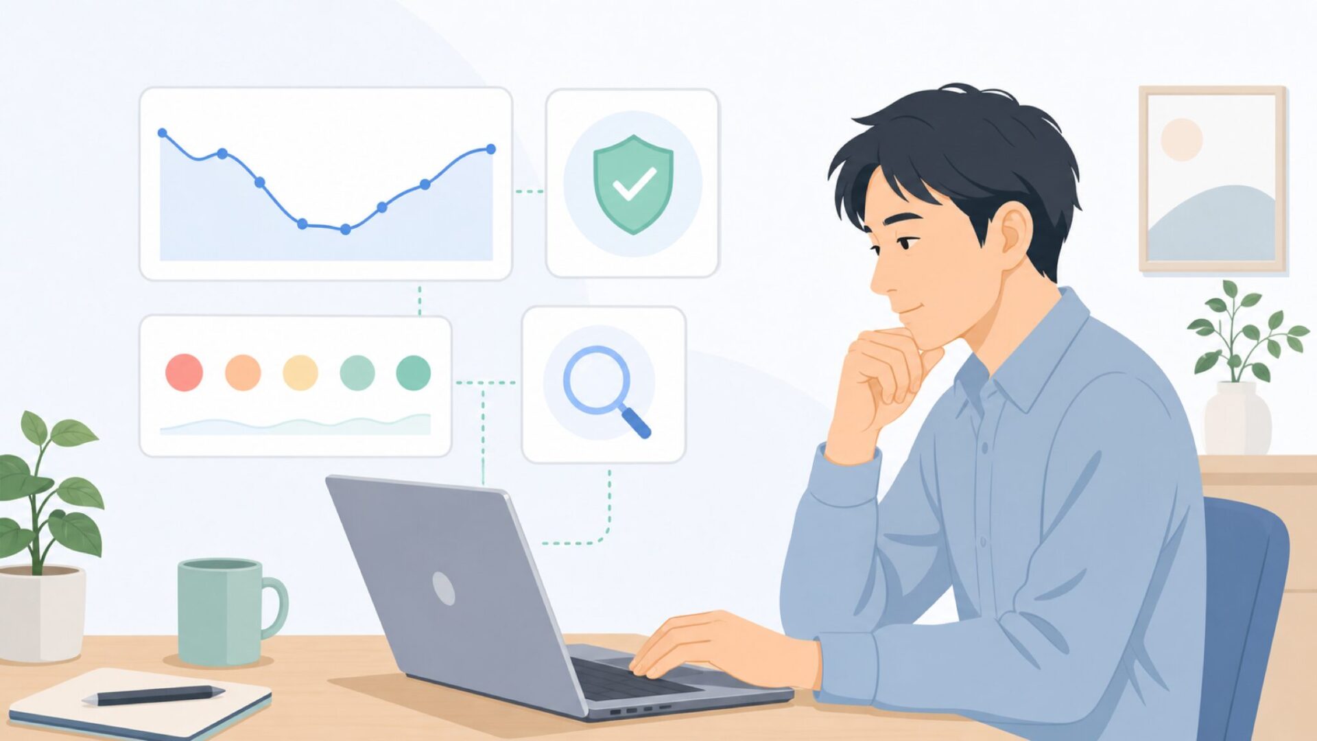 外部指標と価格推移を確認するイラスト