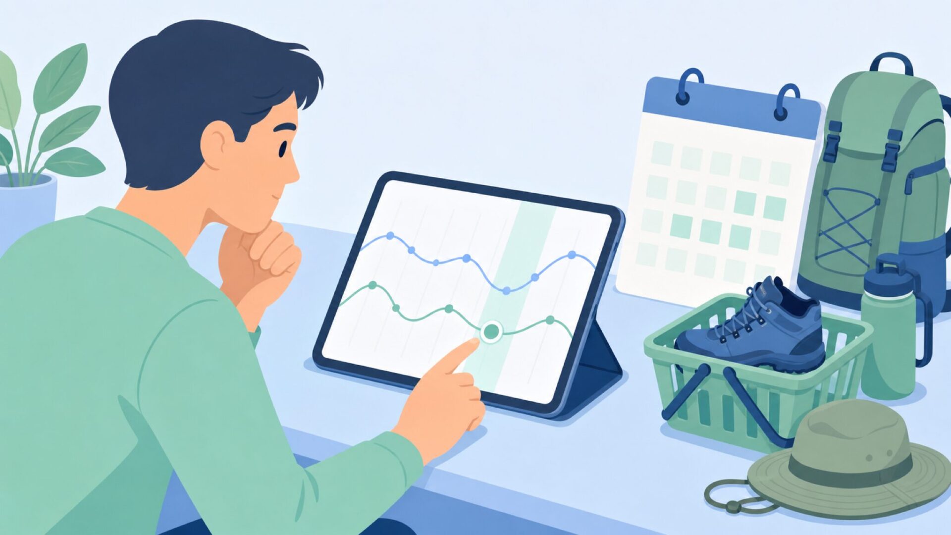 価格推移を確認して買い時を考えるイラスト