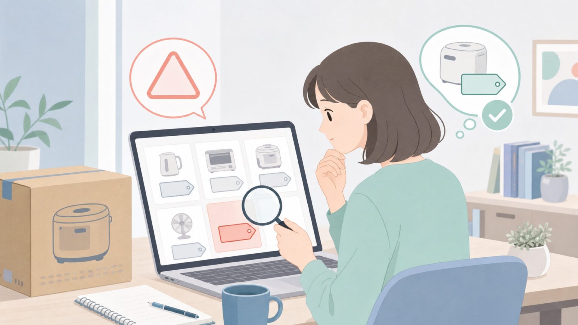 安すぎる出品を慎重に確認する様子