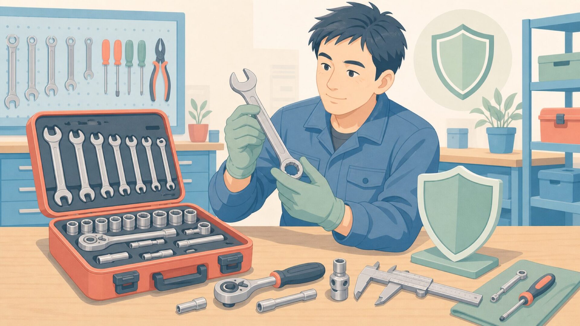 プロ向け工具の品質と信頼性を確認するイラスト
