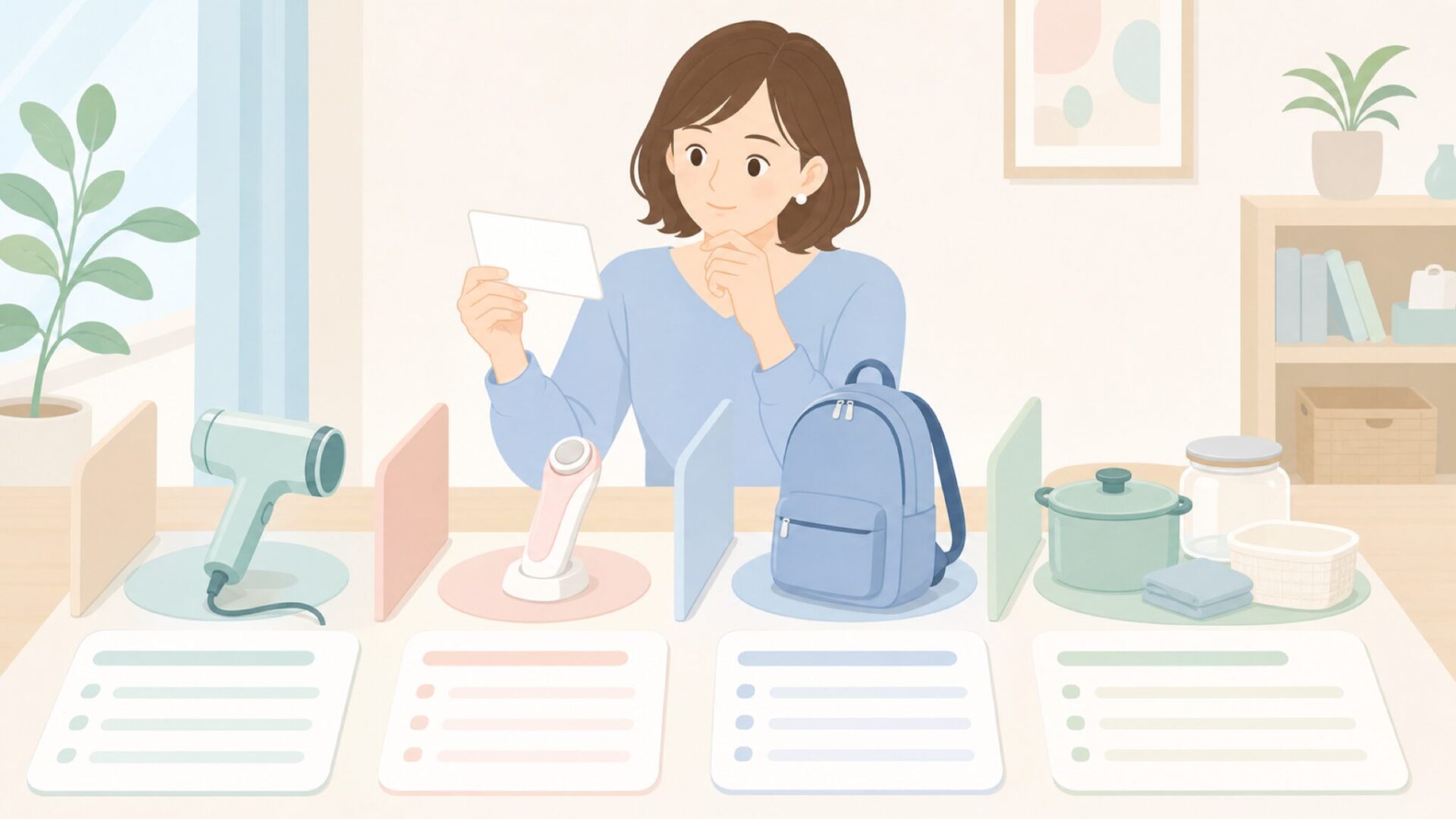 Anderisの商品ジャンル別に評判を比べるイラスト
