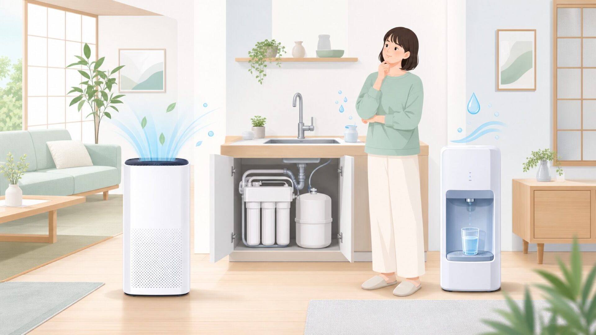 Cowayの主要家電を比較する場面