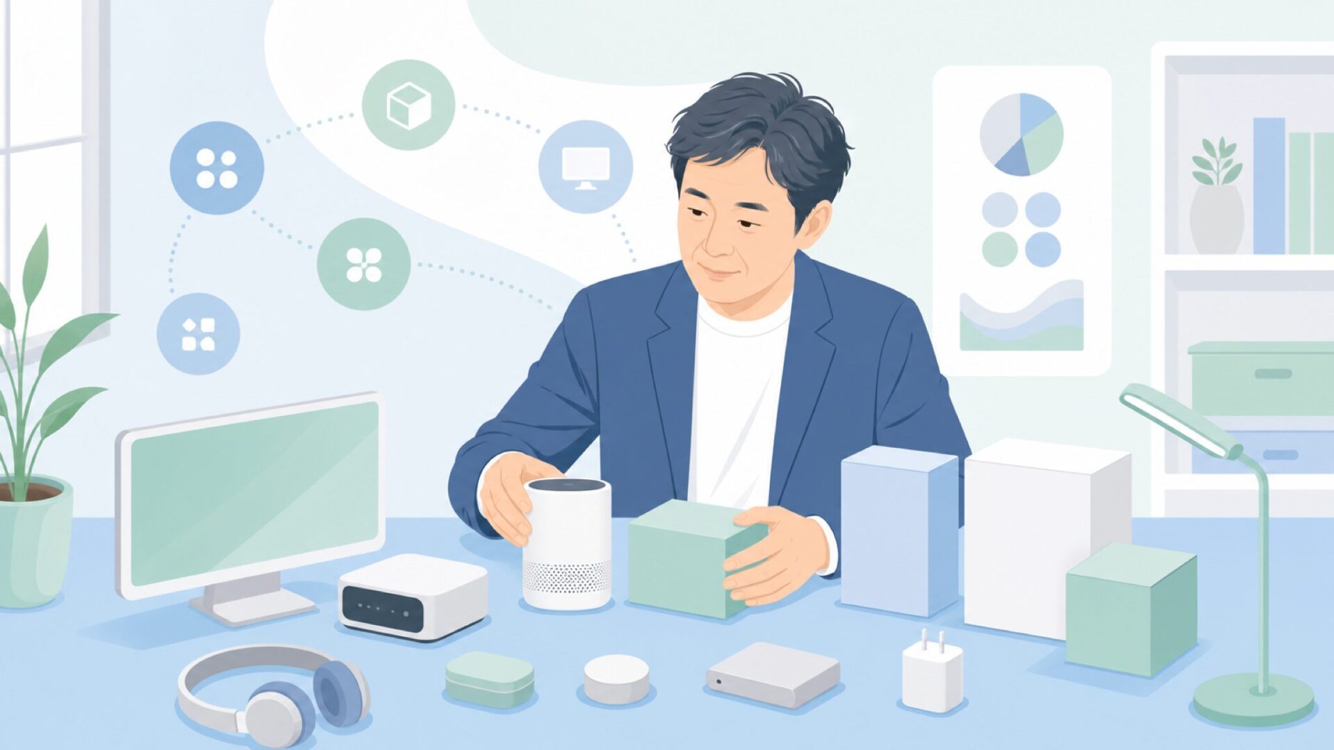複数の製品を並べて特徴を整理する場面