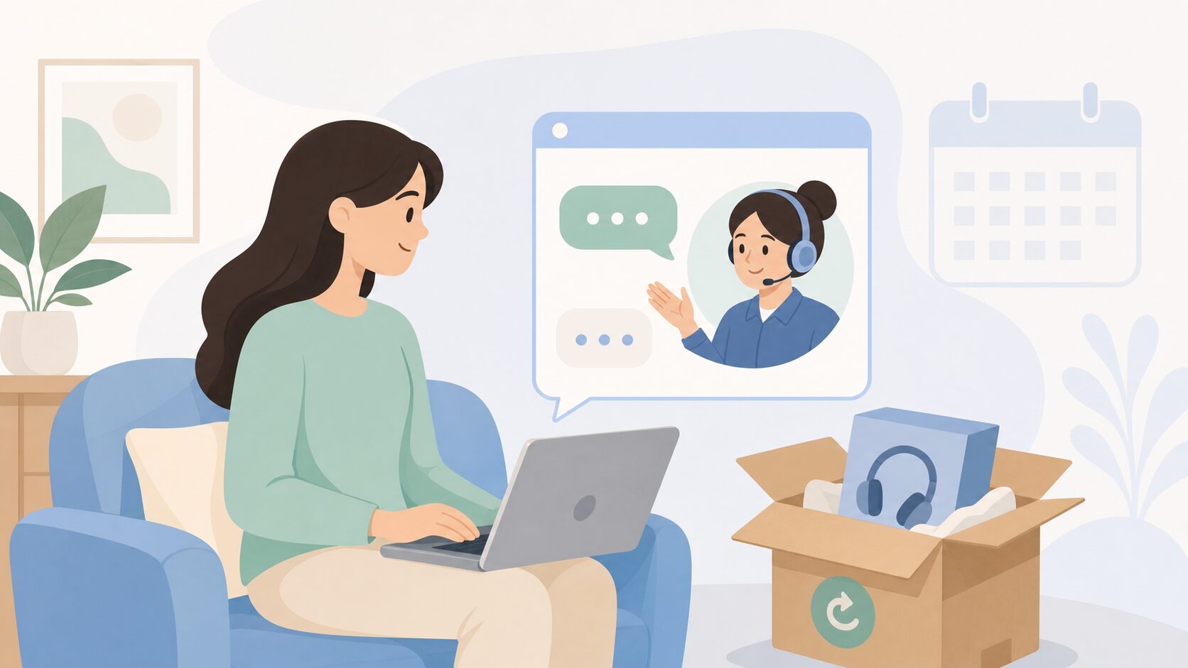 複数のBluetoothスピーカーから自信を持って選ぶ男性のイラスト