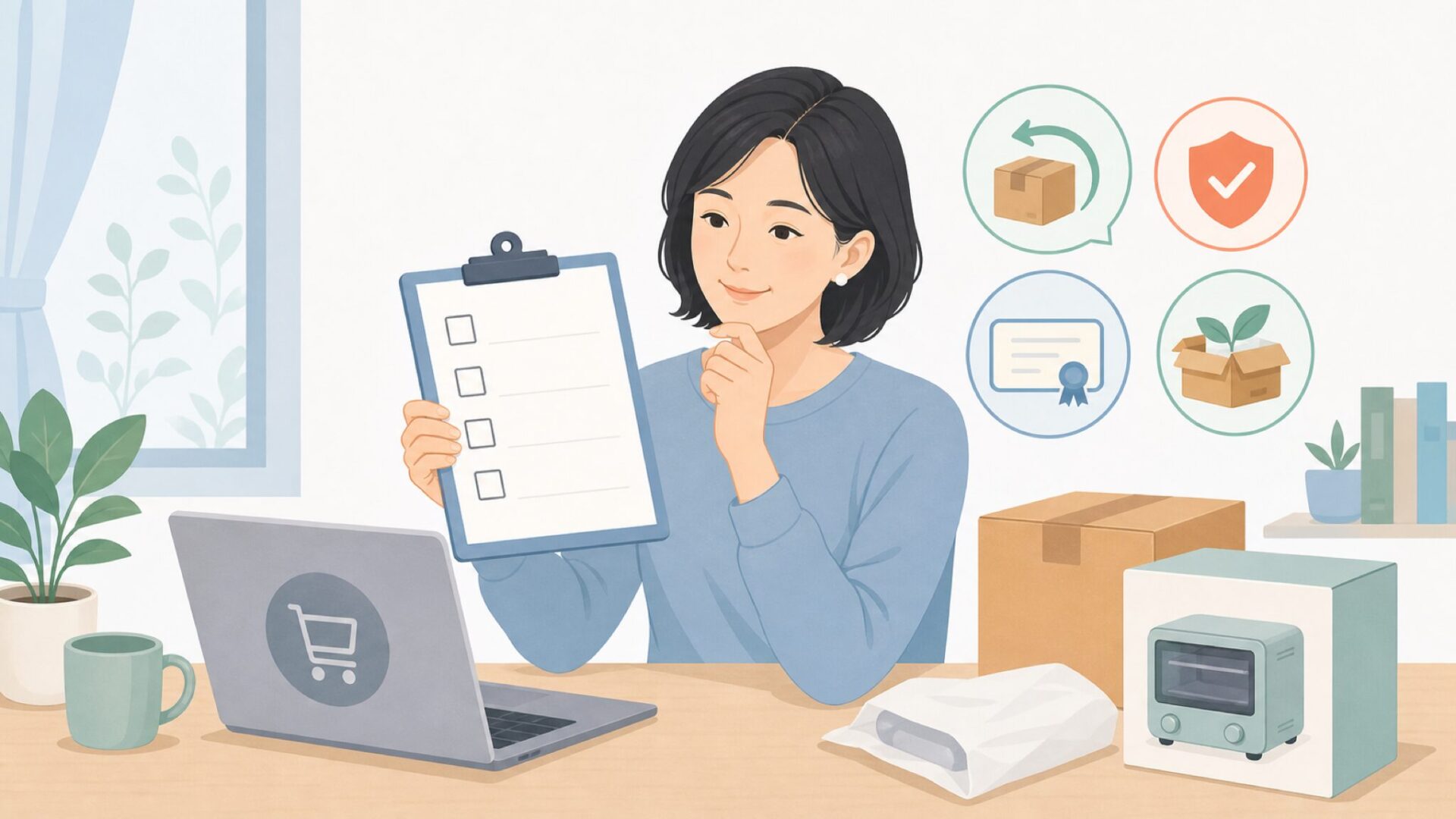購入前チェックを確認する様子