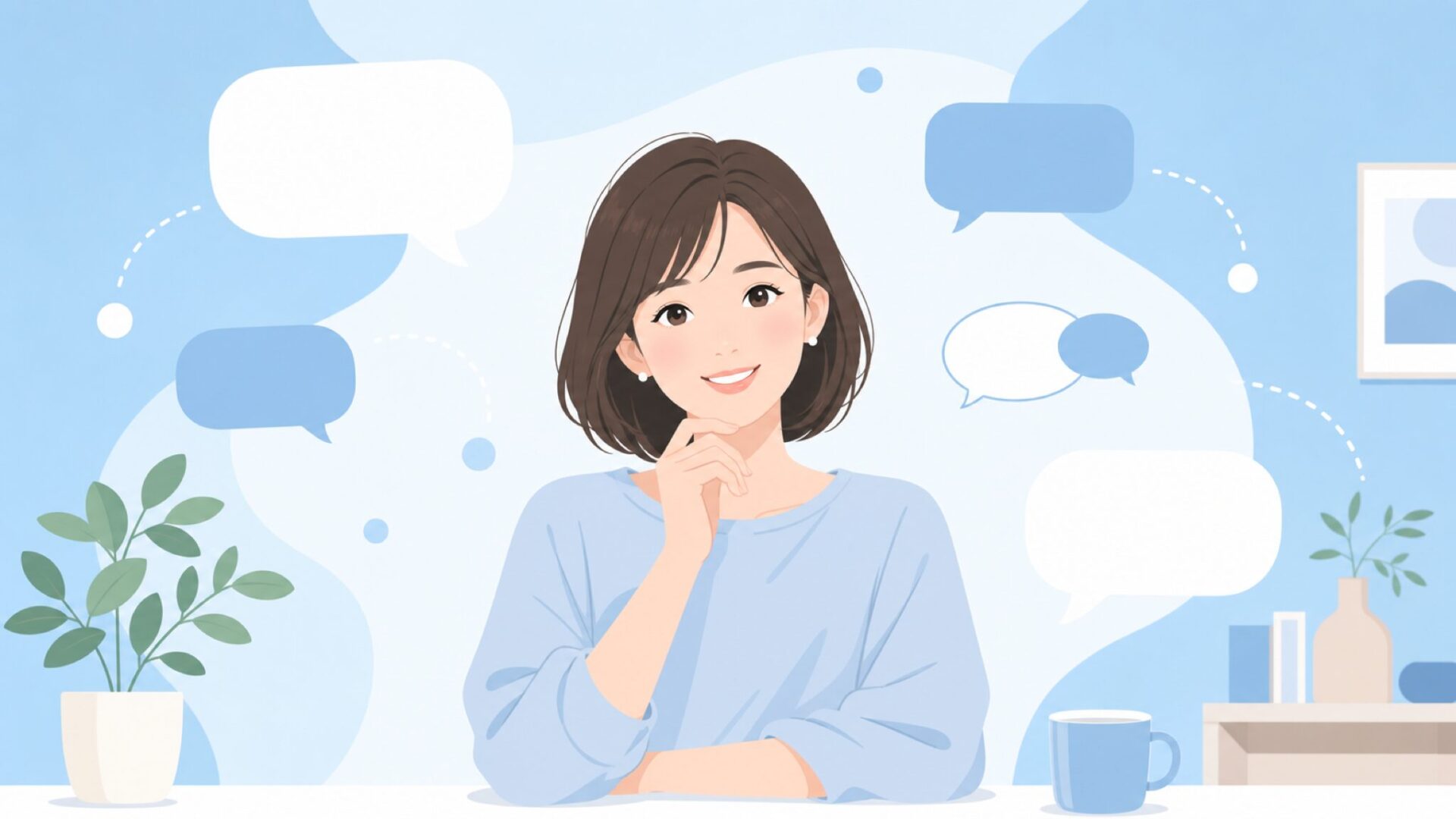よくある質問に答えるイメージのフラットイラスト
