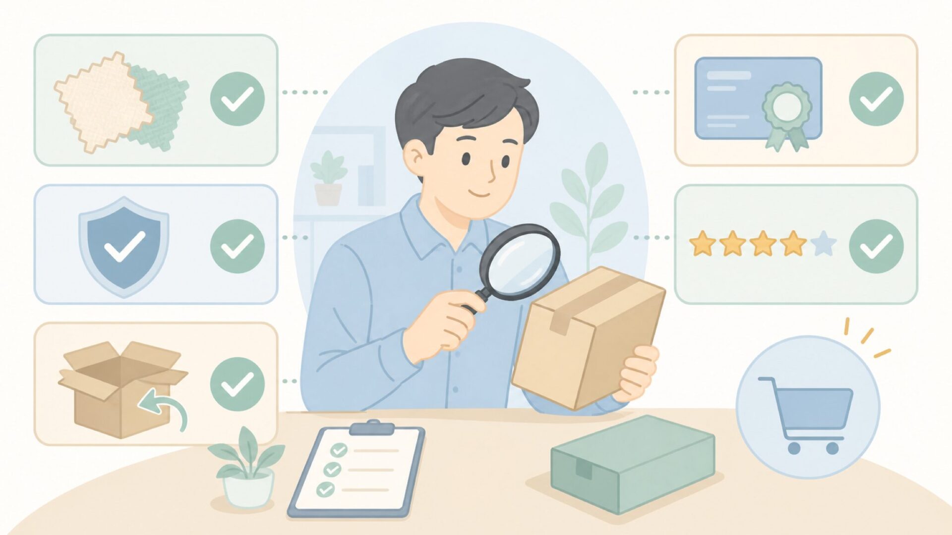 商品の品質と安全性を確認する様子