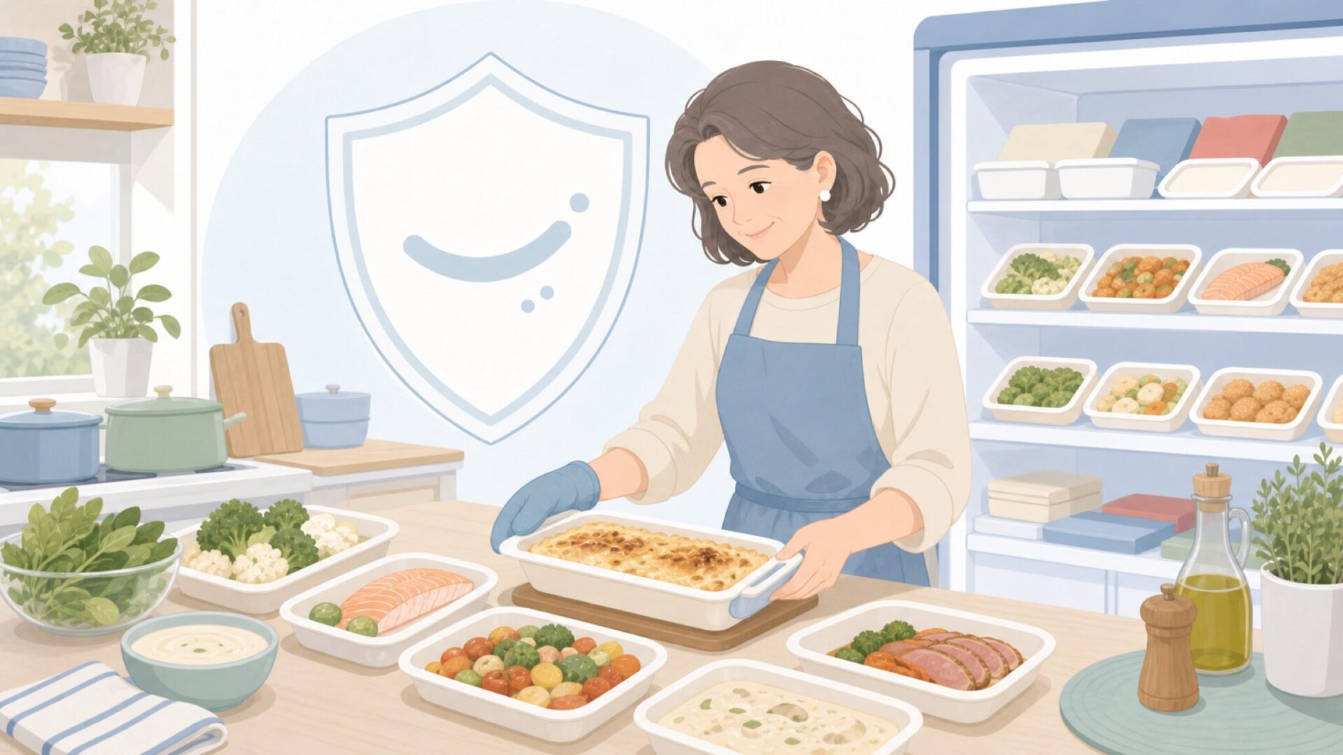 冷凍食品の品質と安全性を確認するイラスト