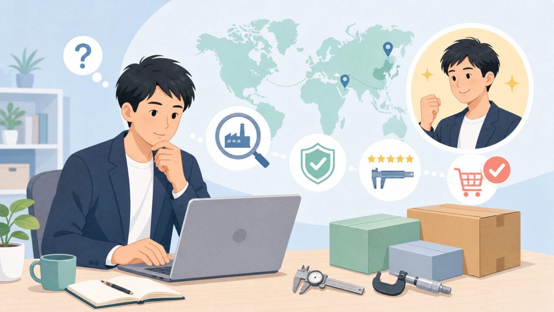 中国製でも精度は大丈夫？INSIZEの品質を見極めるを表すイラスト