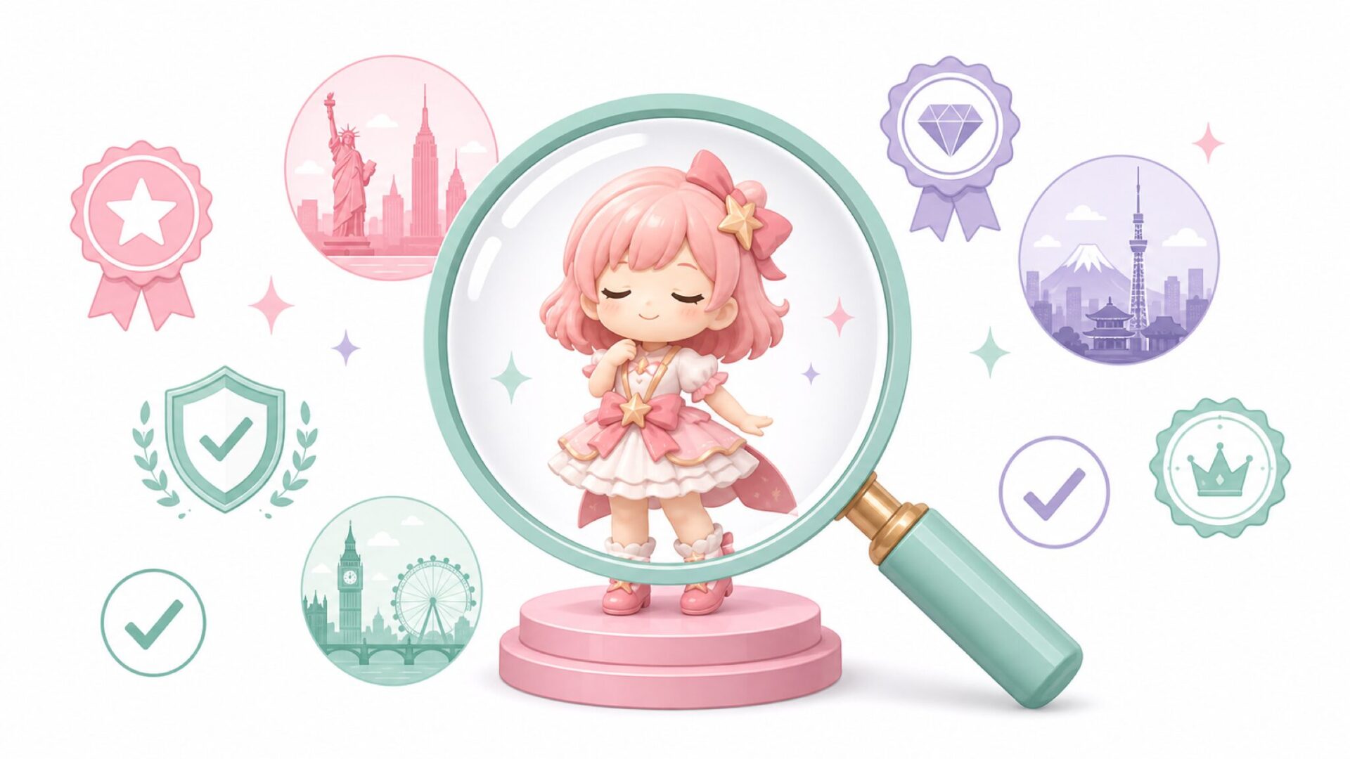 品質チェックと認証バッジのイメージイラスト