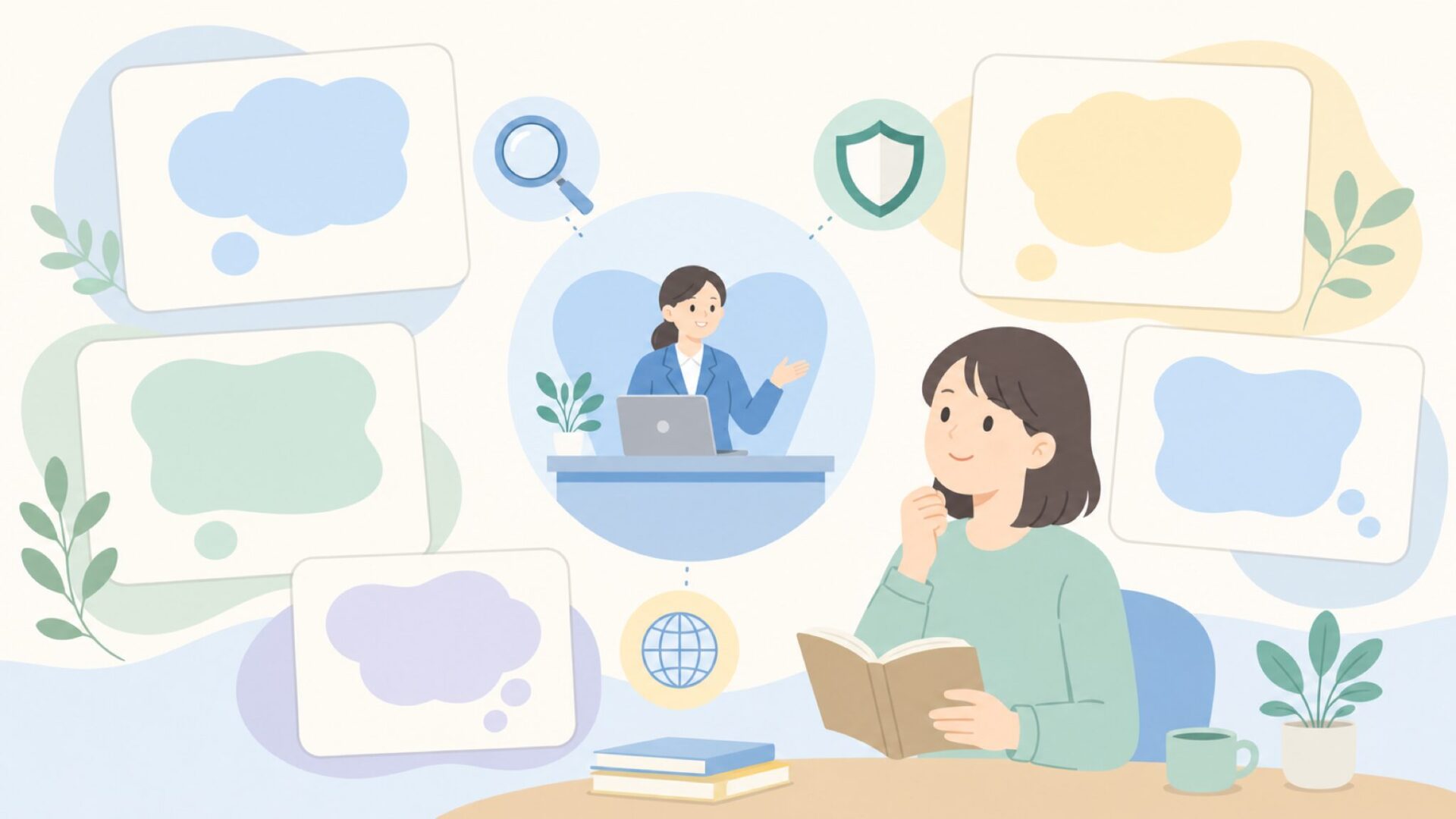 Aozoraの疑問を確認する読者のイラスト