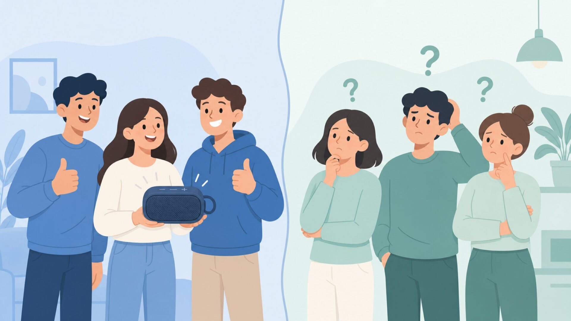 おすすめユーザーと非推奨ユーザーを二グループで示したフラットイラスト