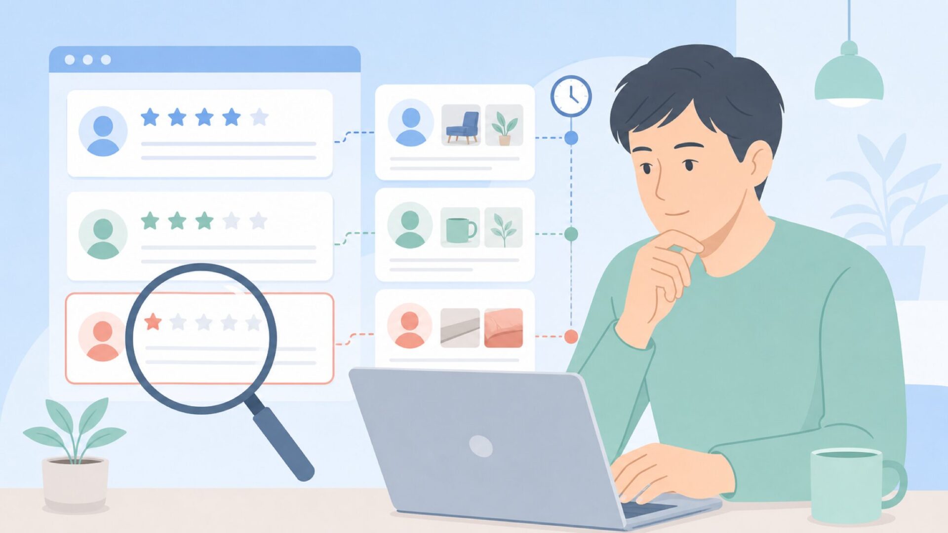 レビューを冷静に分析する人物